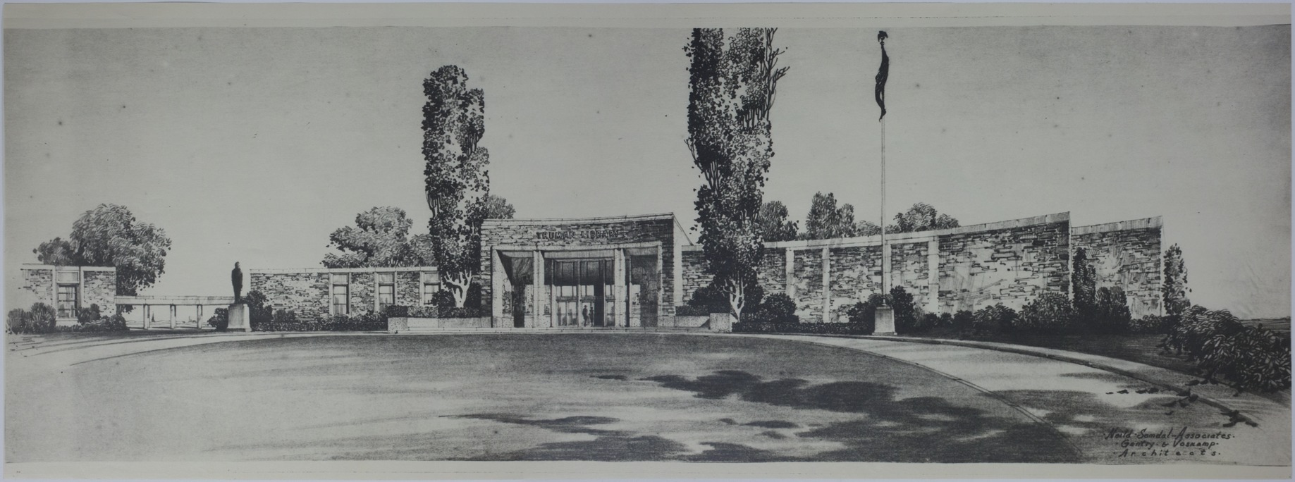 Drawing of the Proposed Front Entrance of the Harry S. Truman Library