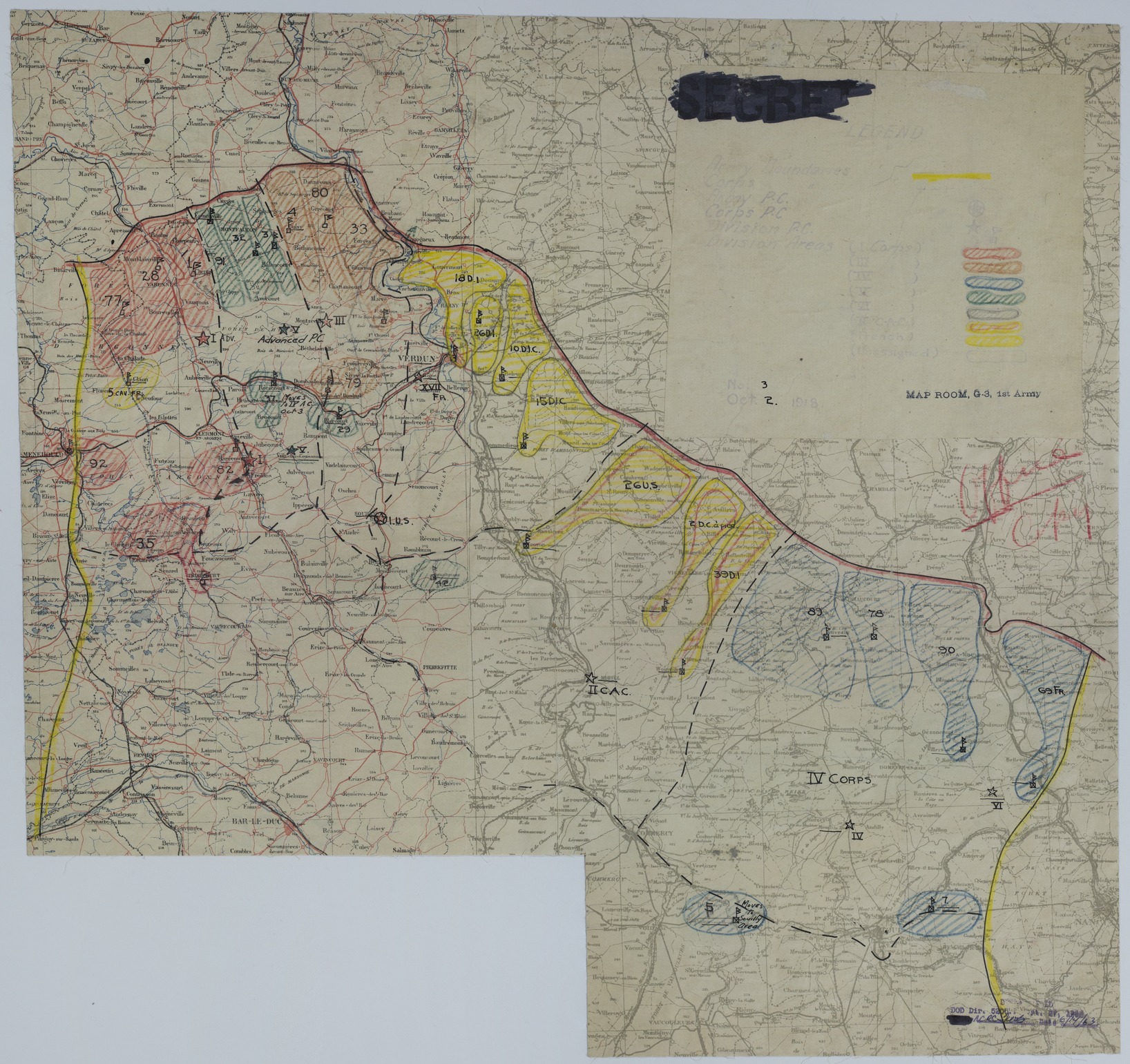 Map of Divisional Positions on October 2, 1918