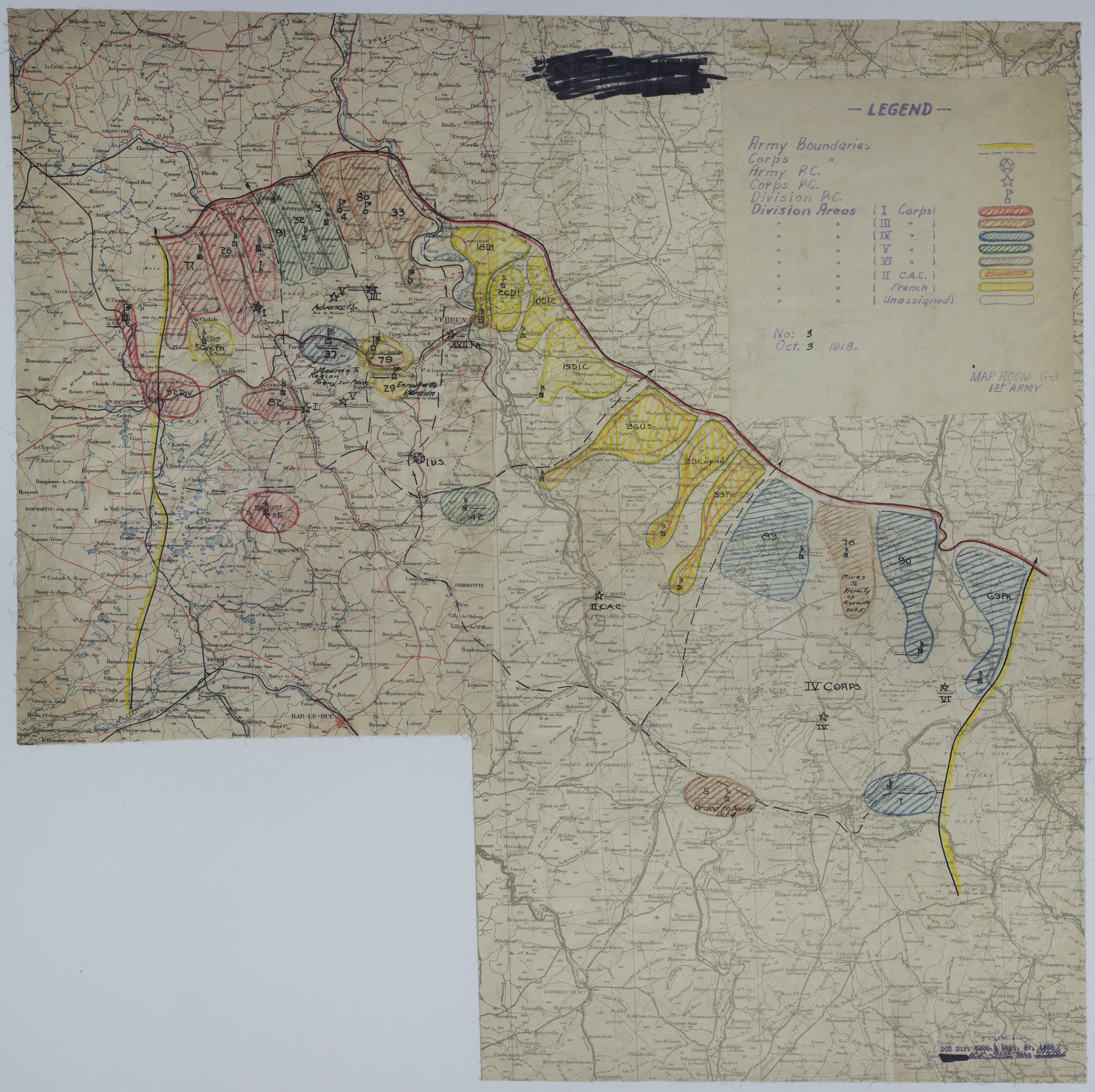 Map of Divisional Positions on October 3, 1918