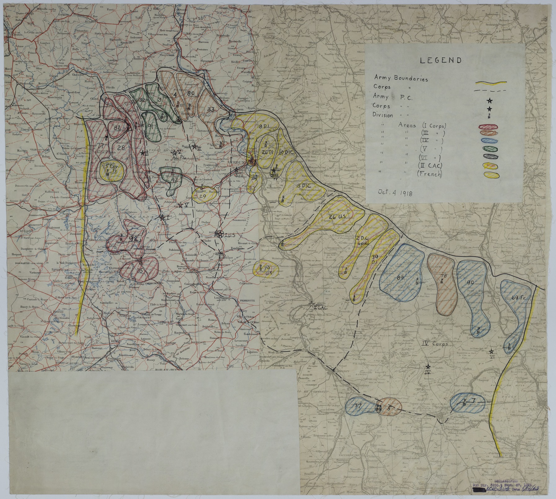 Map of Divisional Positions on October 4, 1918