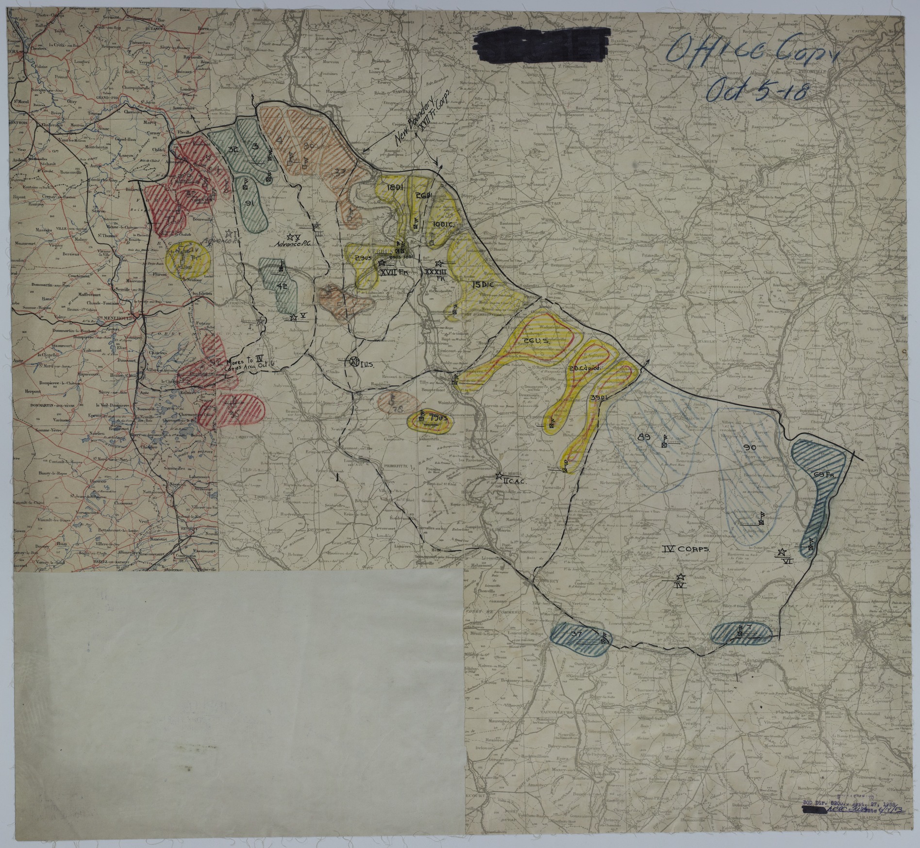 Map of Divisional Positions on October 5, 1918