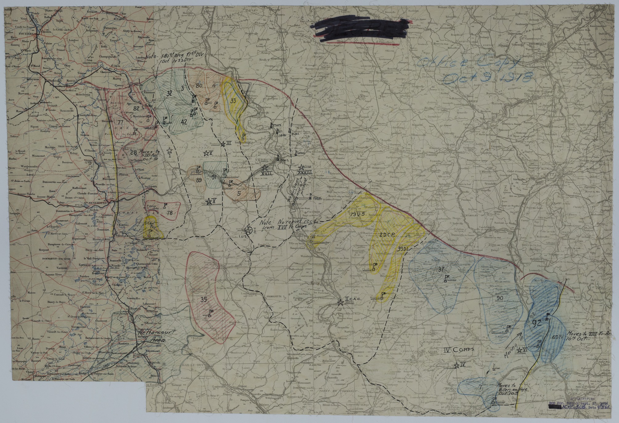 Map of Divisional Positions on October 9, 1918