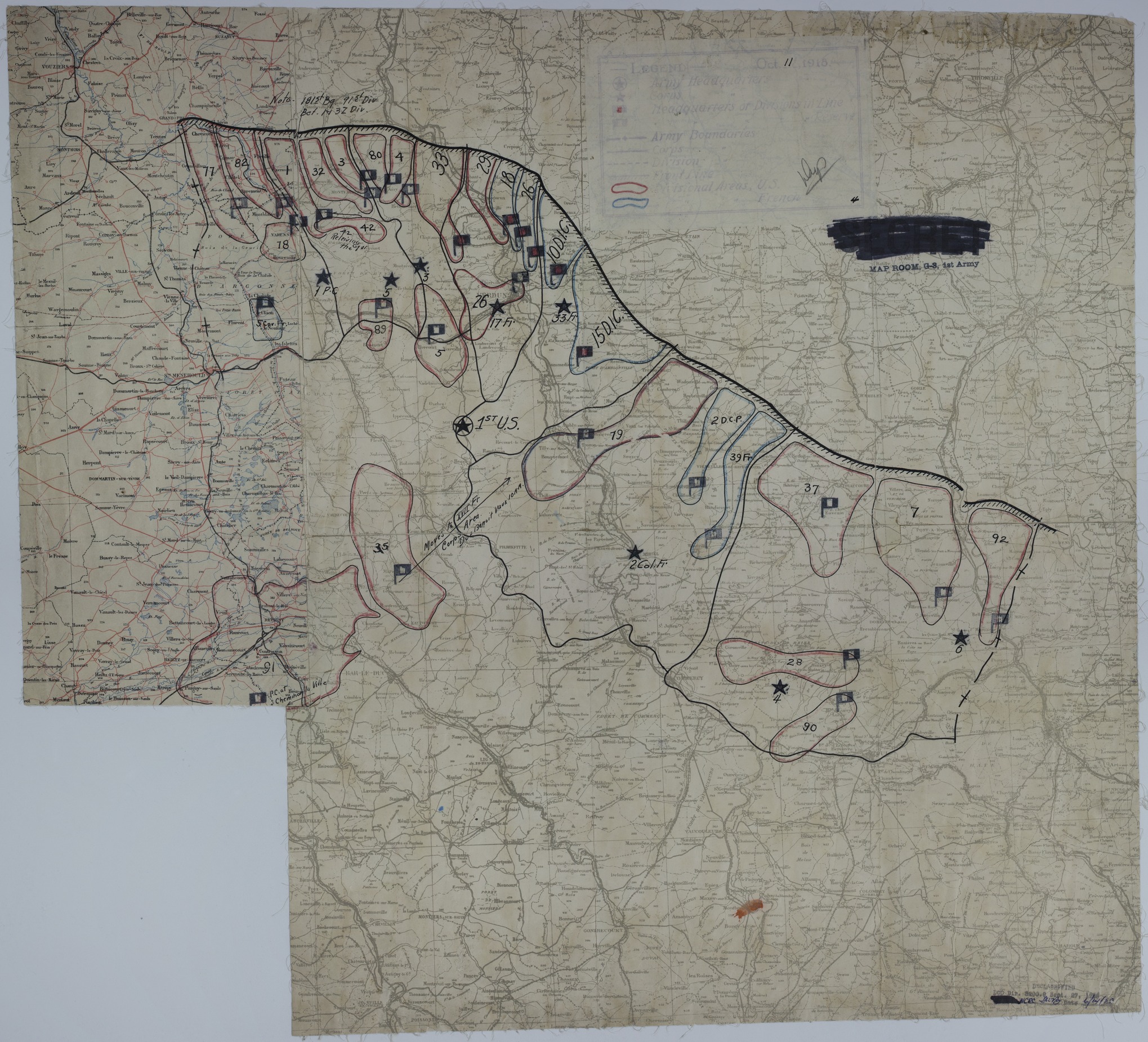 Map of Divisional Positions on October 11, 1918