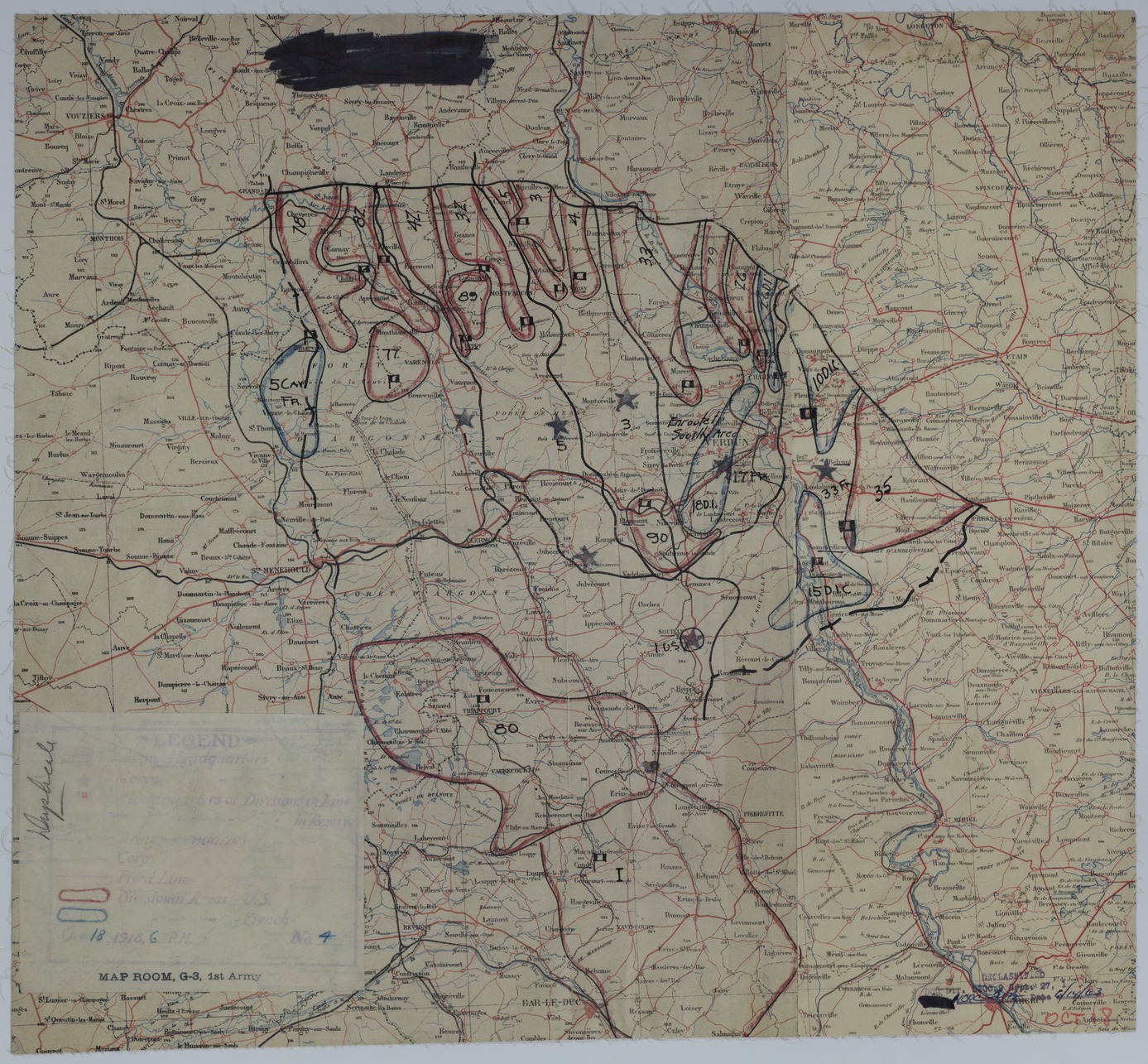 M516.jpg Map of Divisional Positions on October 18, 1918