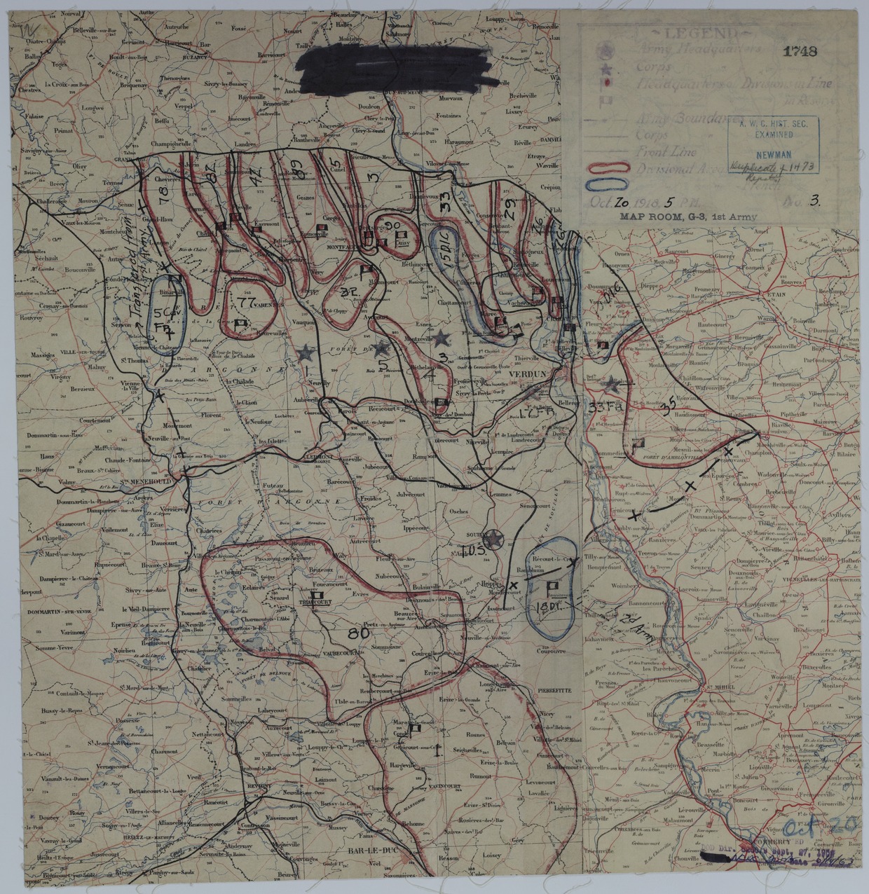 Map of Divisional Positions on October 20, 1918