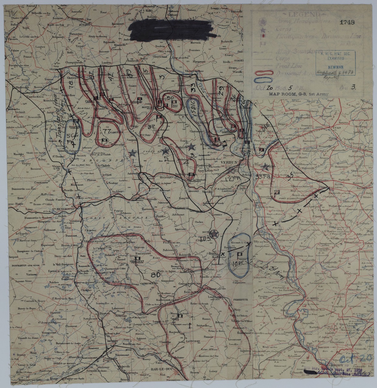 M518.jpg Map of Divisional Positions on October 20, 1918