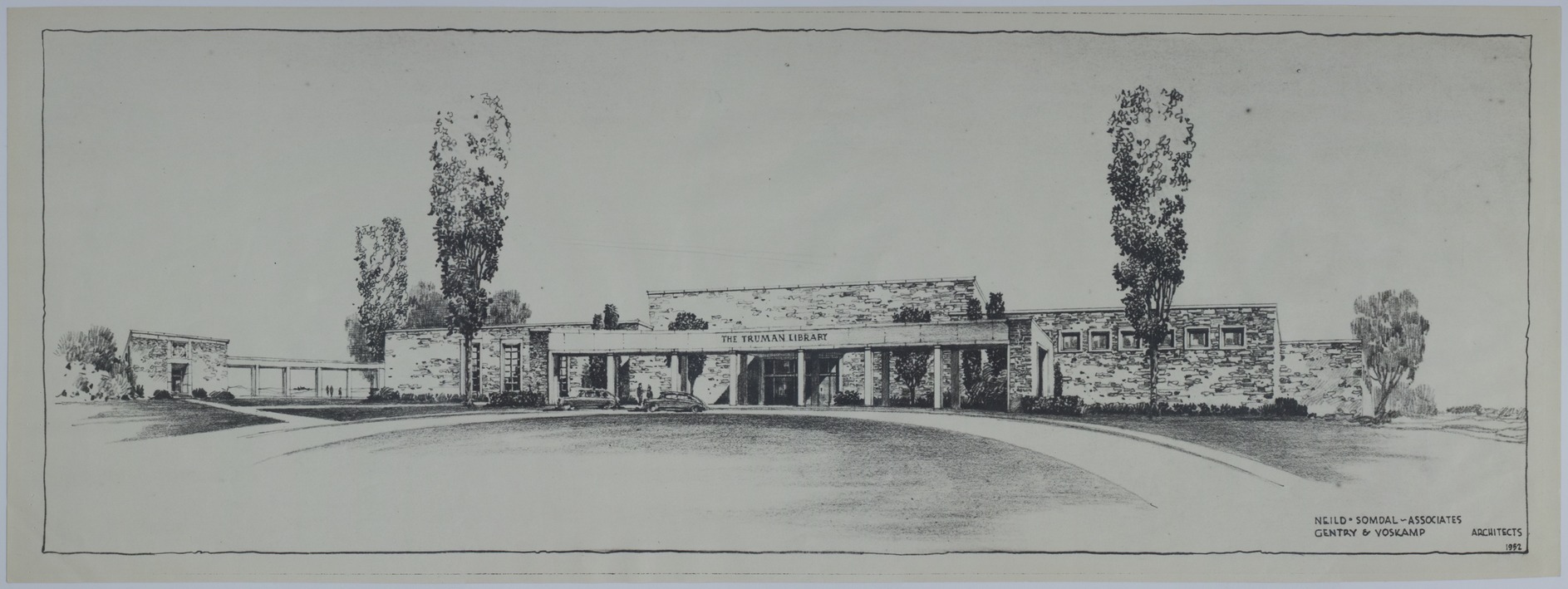 M52.jpg Drawing of the Proposed Front Entrance of the Harry S. Truman Library