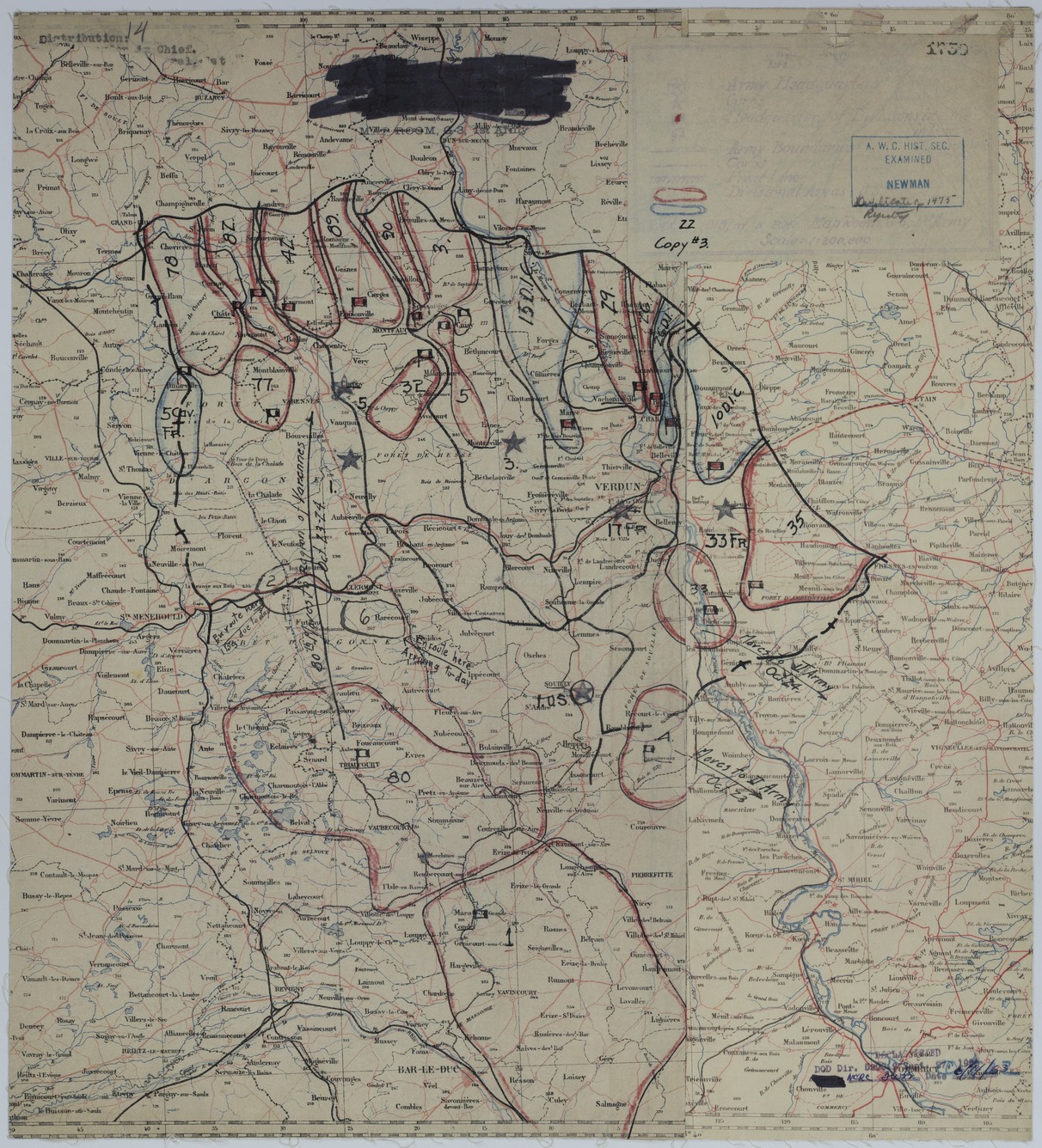 Map of Divisional Positions on October 22, 1918