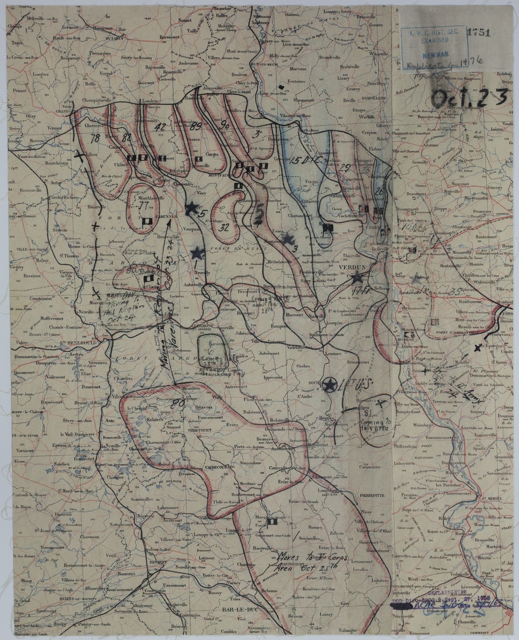 M521.jpg Map of Divisional Positions on October 23, 1918
