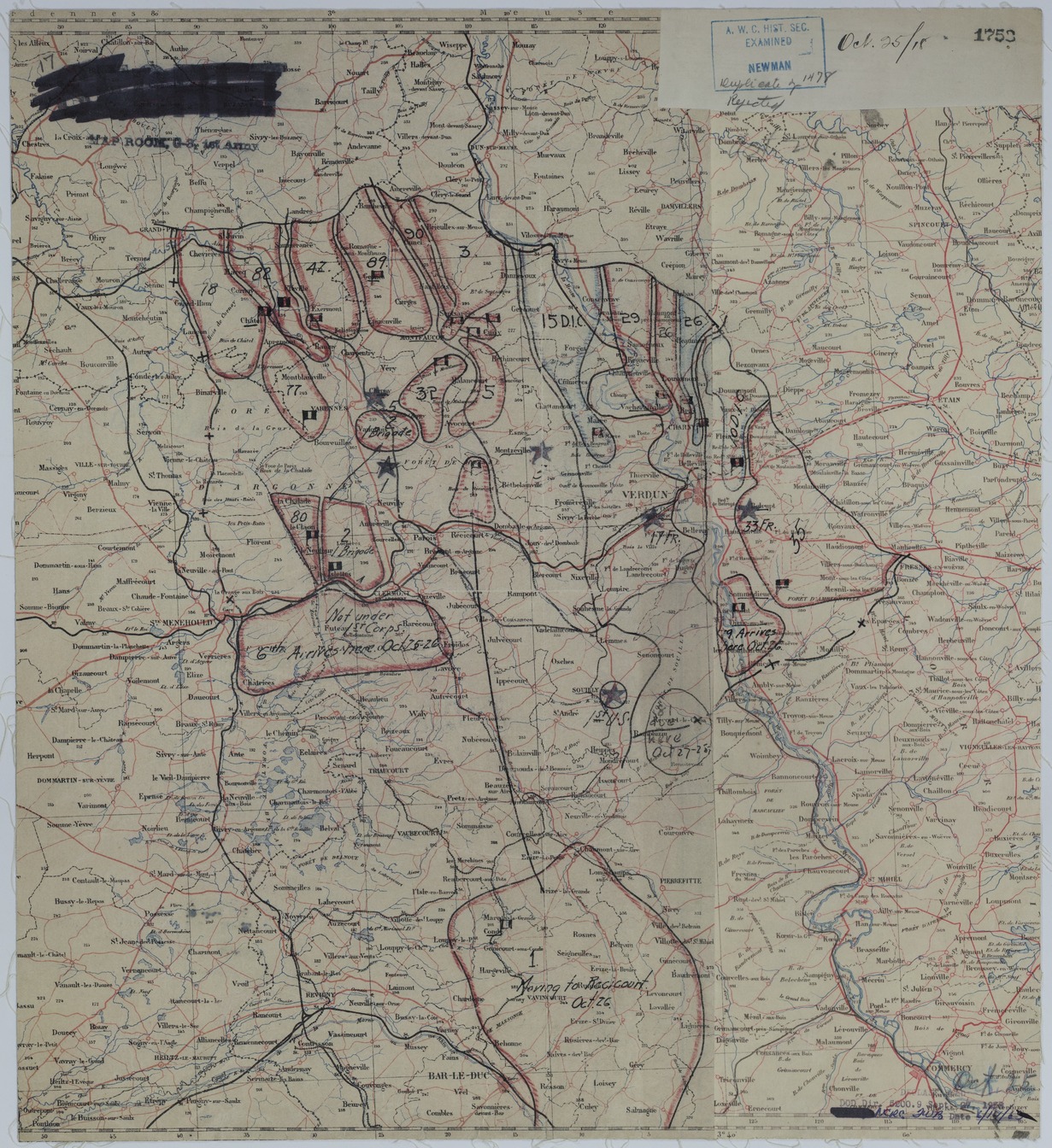 Map of Divisional Positions on October 25, 1918