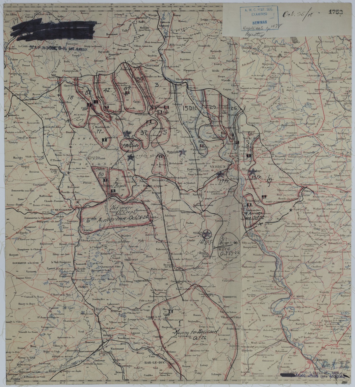 M523.jpg Map of Divisional Positions on October 25, 1918