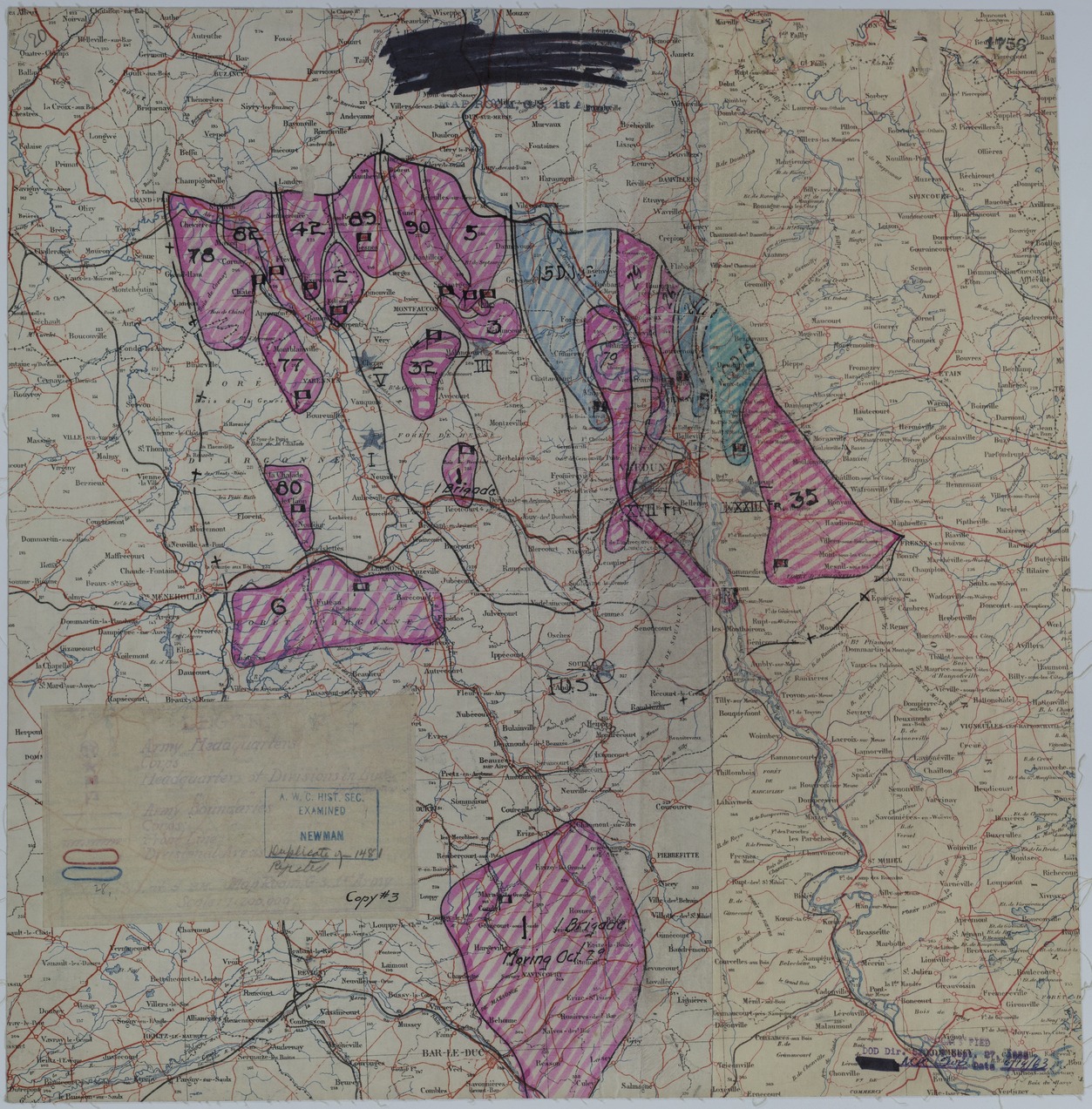 Map of Divisional Positions on October 28, 1918