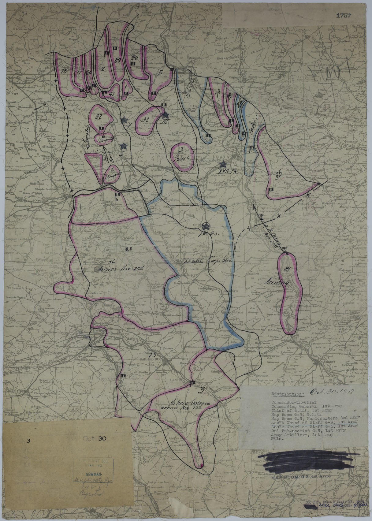 M528.jpg Map of Divisional Positions on October 30, 1918