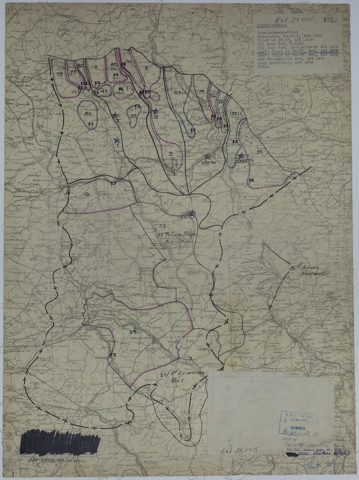 Map of Divisional Positions on October 31, 1918 | Harry S. Truman