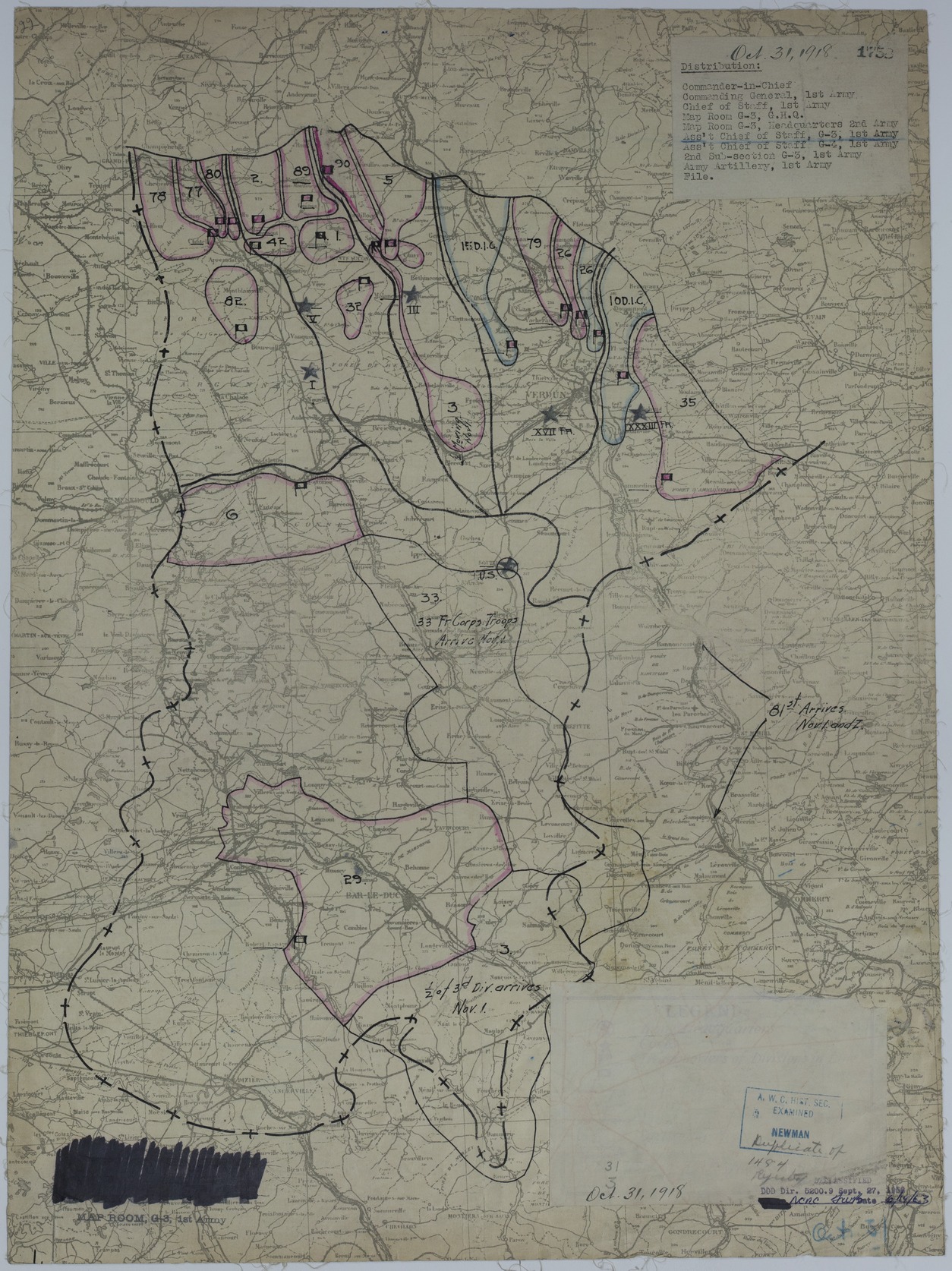 M529.jpg Map of Divisional Positions on October 31, 1918