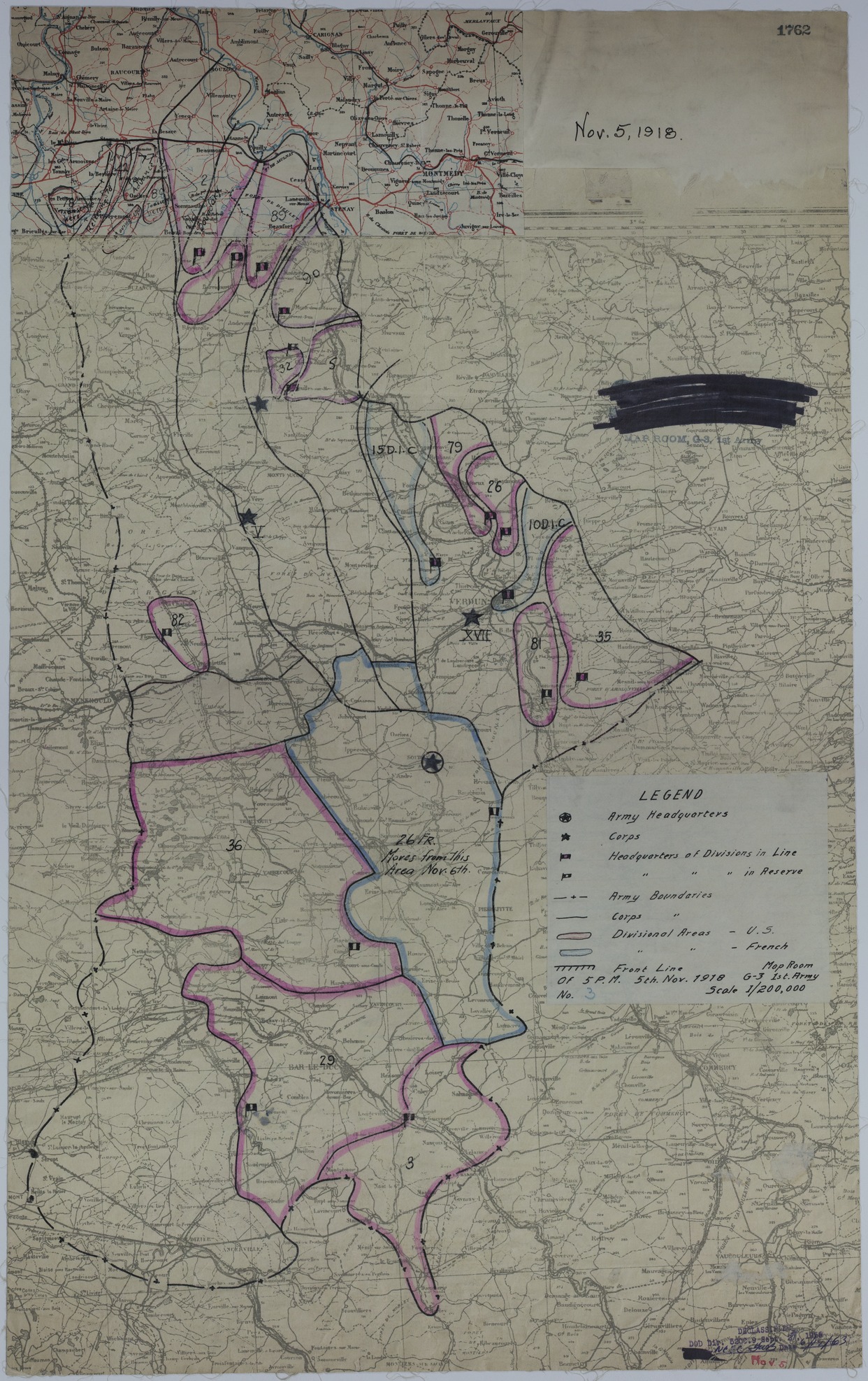 M533.jpg Map of Divisional Positions on November 5, 1918