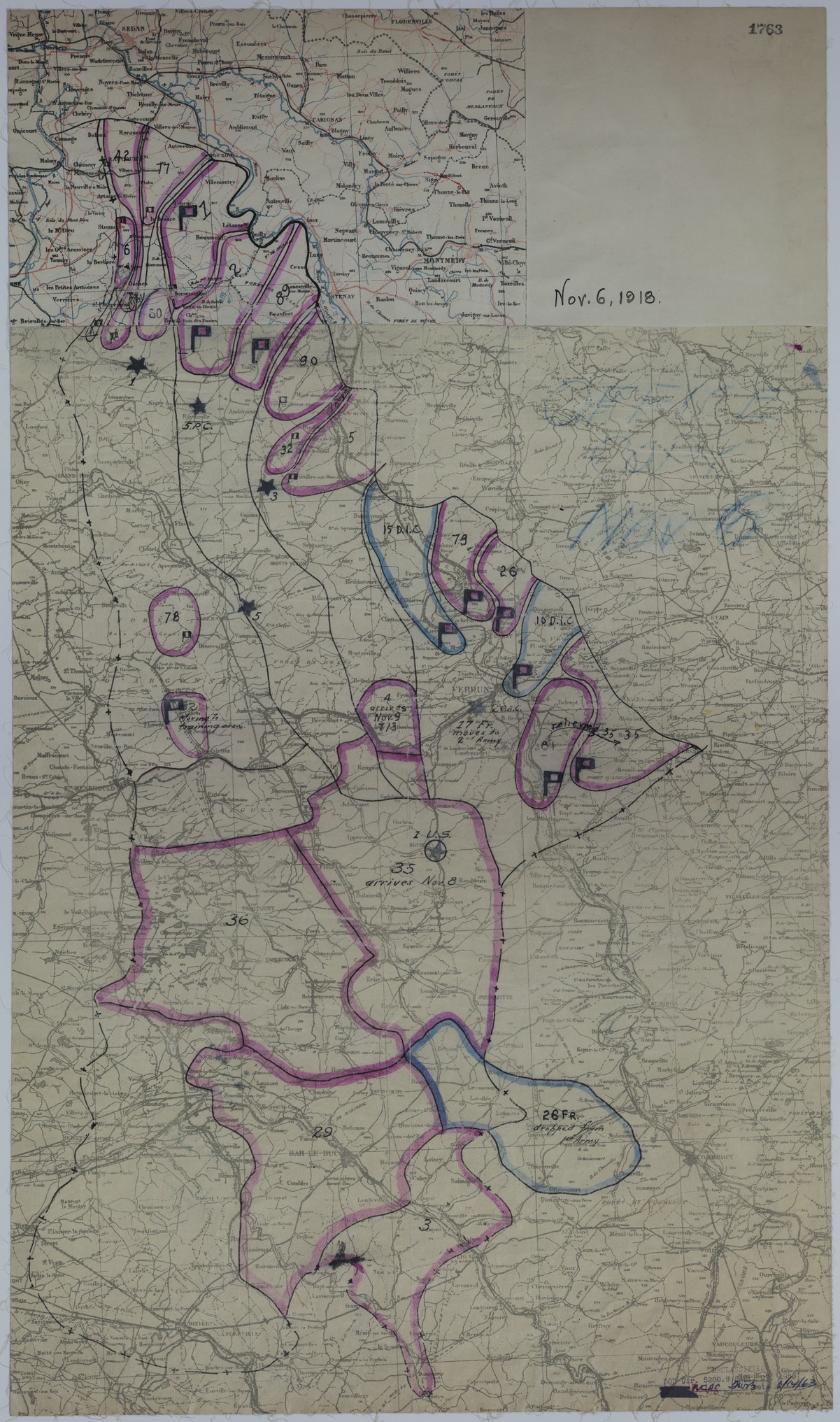 M534.jpg Map of Divisional Positions on November 6, 1918