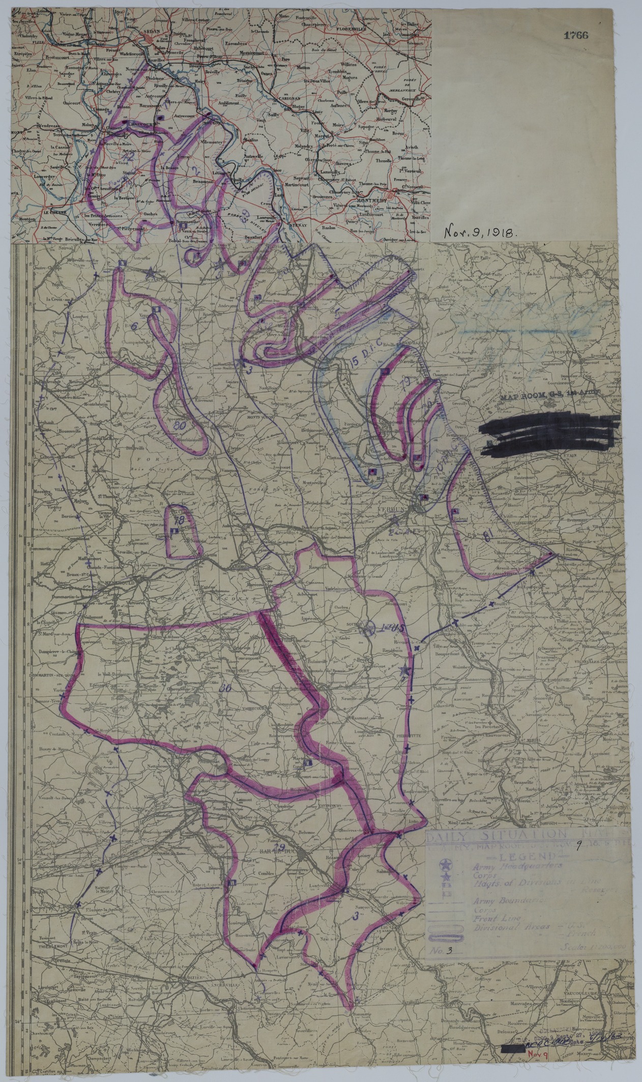 M537.jpg Map of Divisional Positions on November 9, 1918