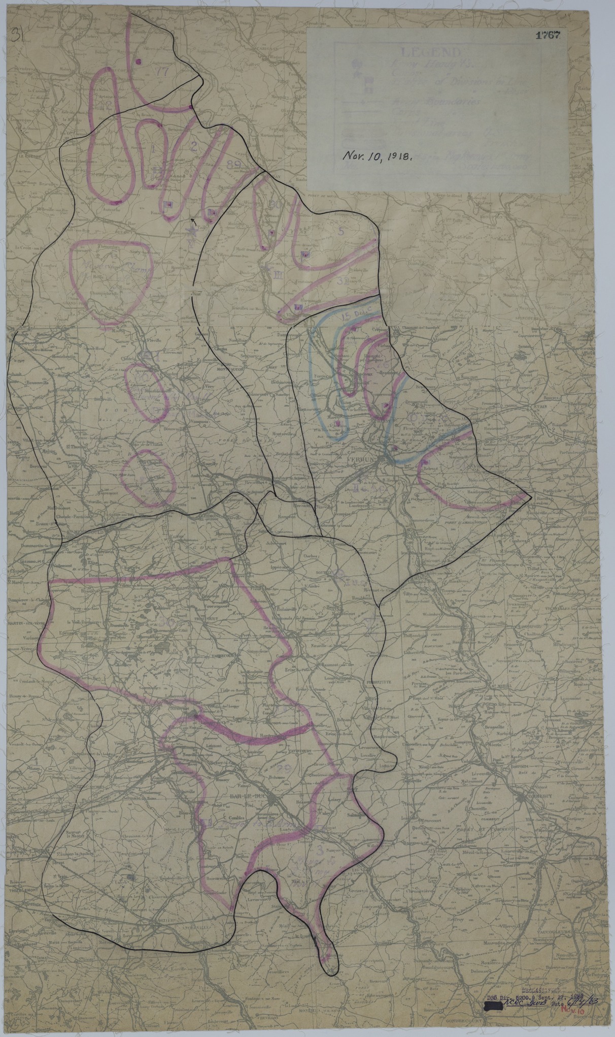 M538.jpg Map of Divisional Positions on November 10, 1918
