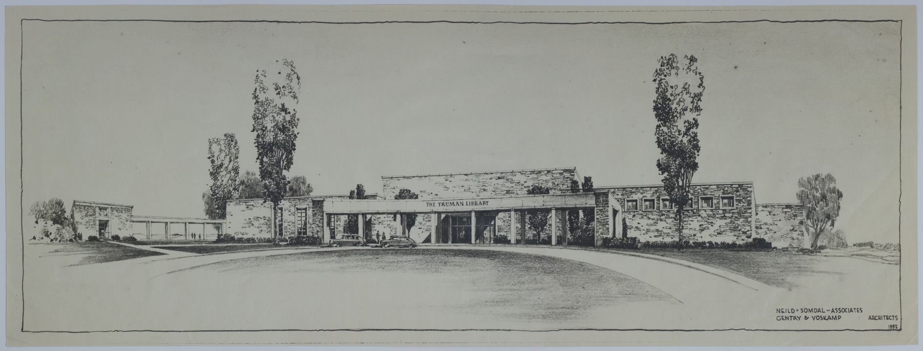 M54.jpg Drawing of the Proposed Front Entrance of the Harry S. Truman Library