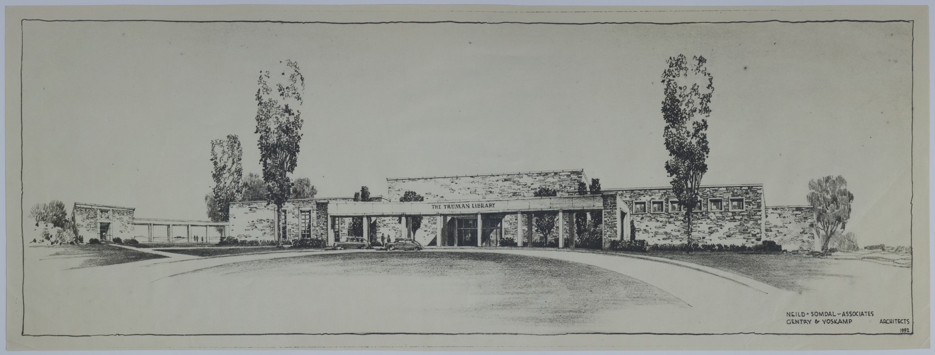 Drawing of the Proposed Front Entrance of the Harry S. Truman Library