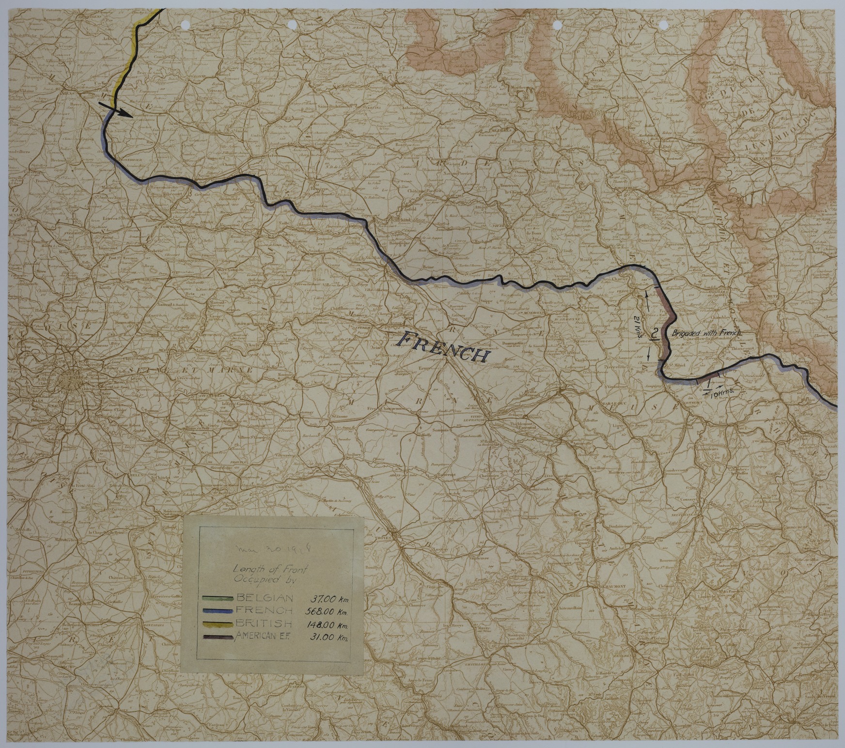 Map of the Front Lines on March 30, 1918