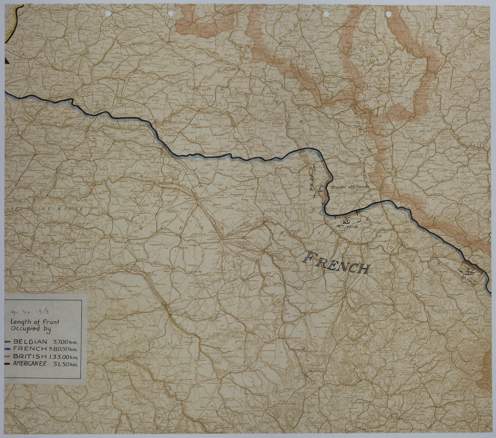 Map of the Front Lines on April 20, 1918