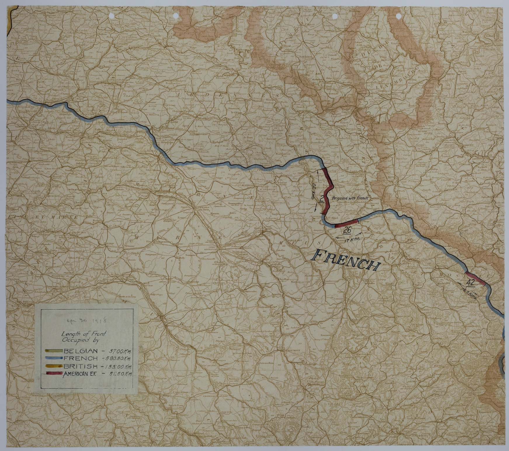Map of the Front Lines on April 30, 1918