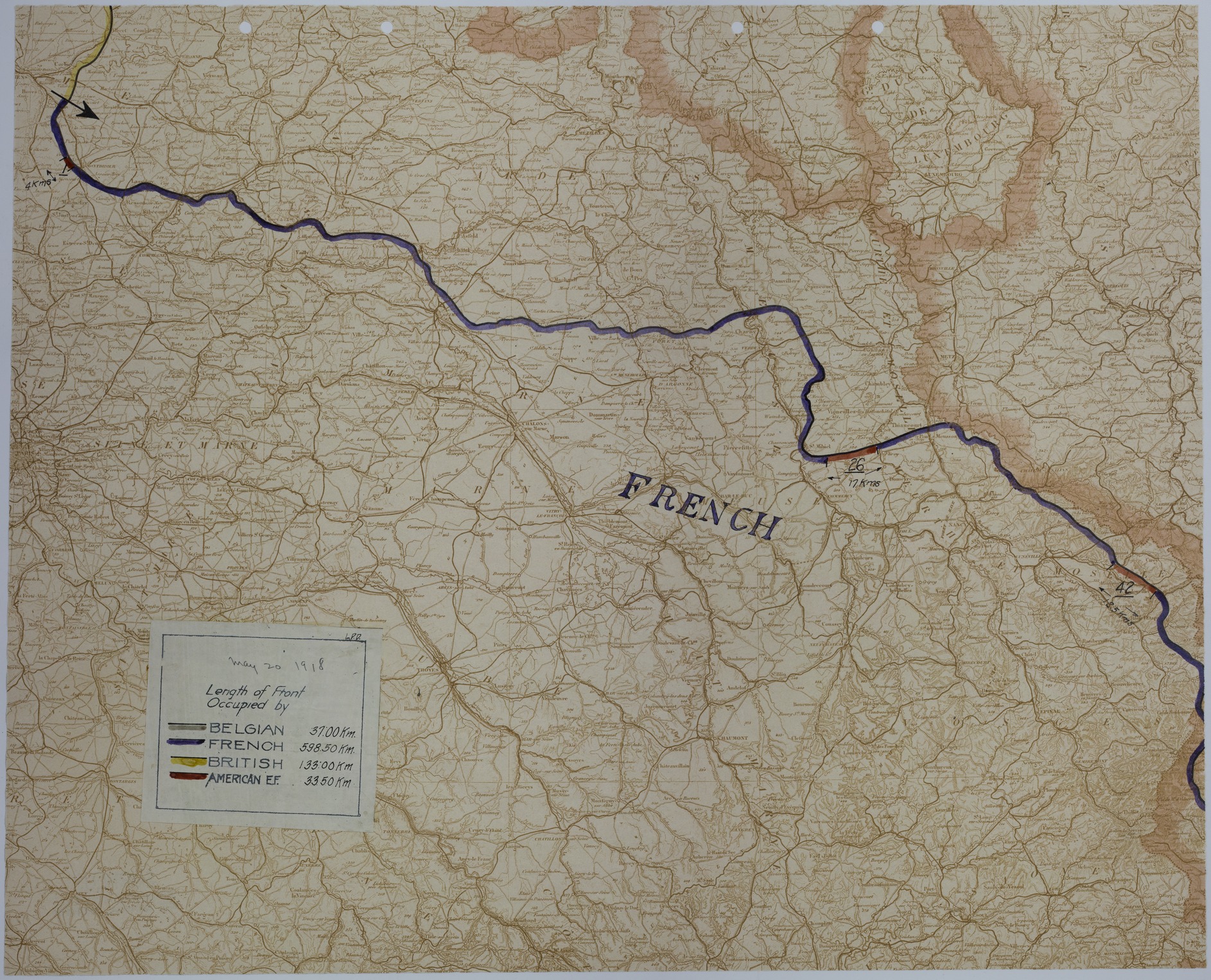 Map of the Front Lines on May 20, 1918