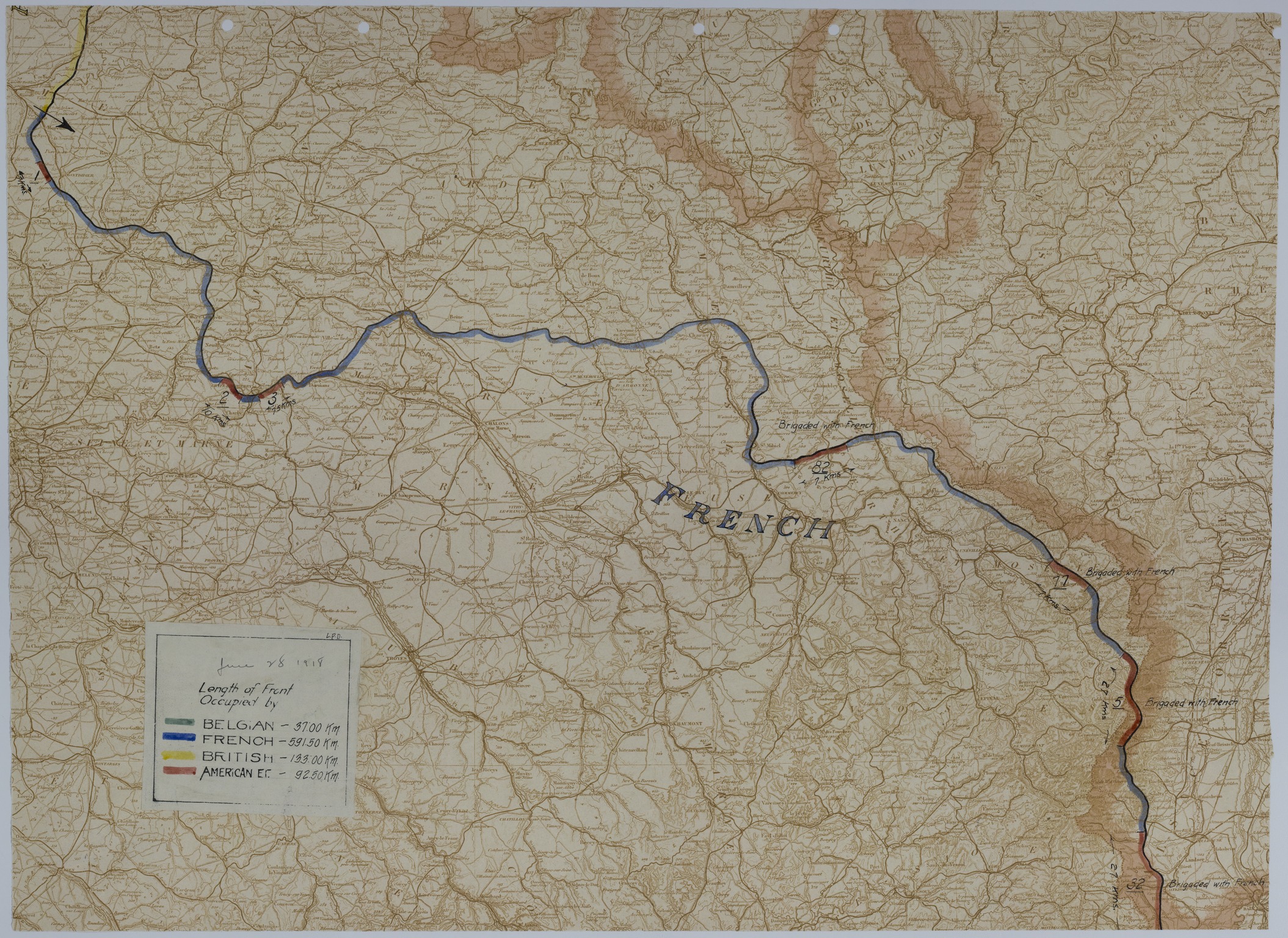 Map of the Front Lines on June 28, 1918