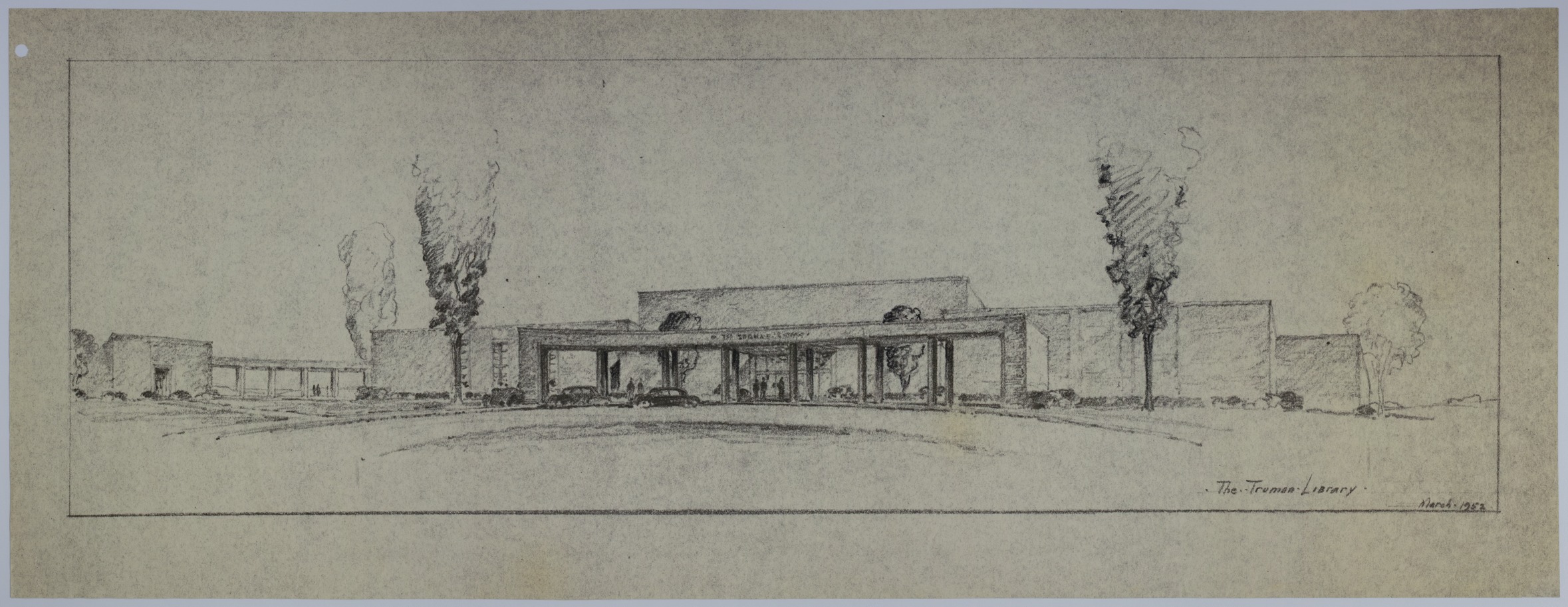 Drawing of the Proposed Front Entrance of the Harry S. Truman Library