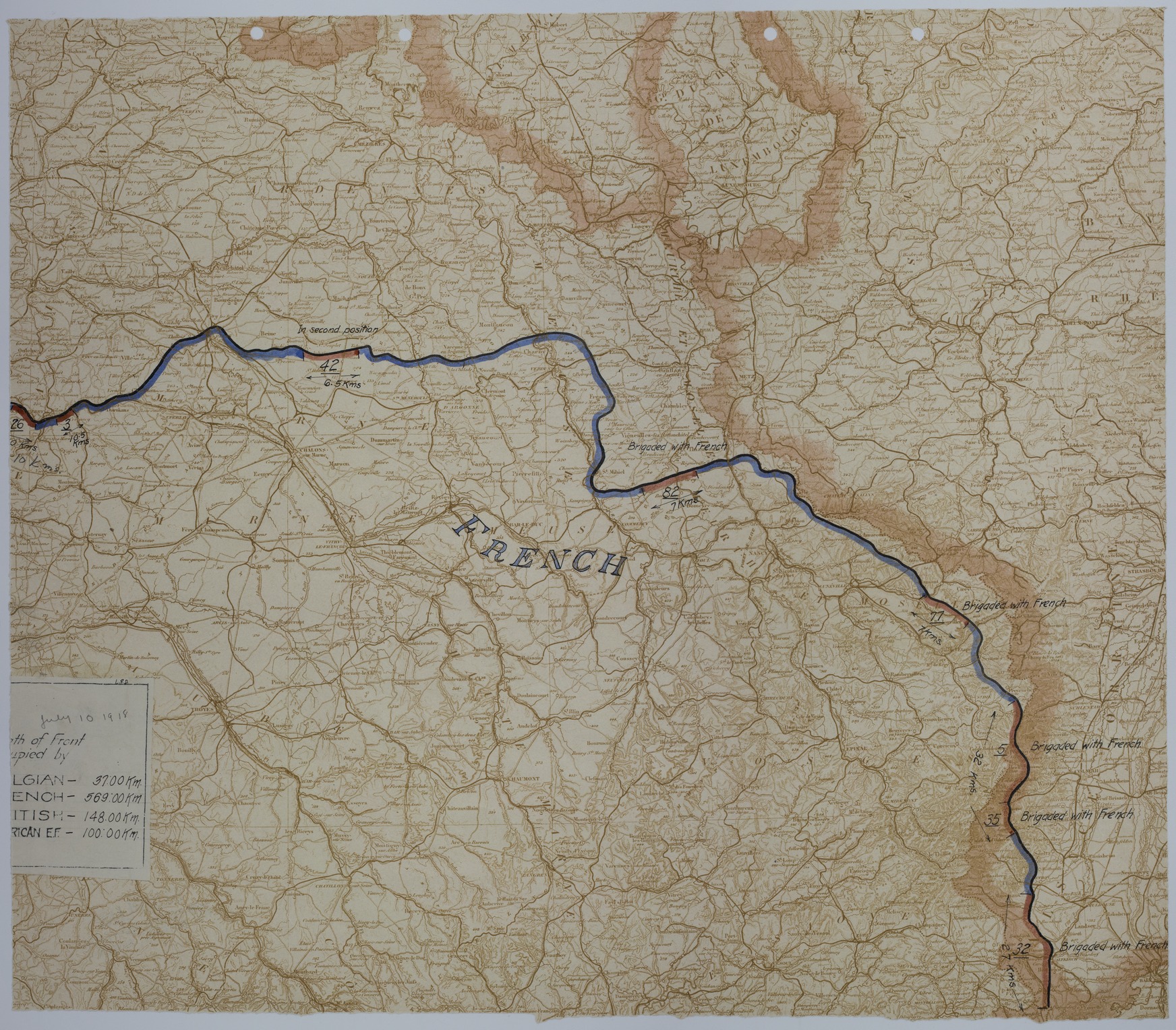 Map of the Front Lines on July 10, 1918