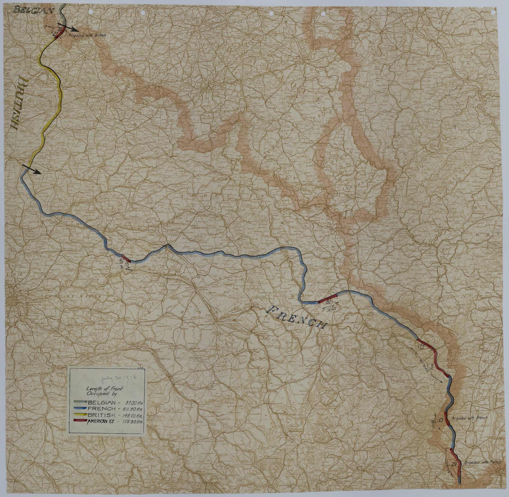 Map of the Front Lines on July 30, 1918