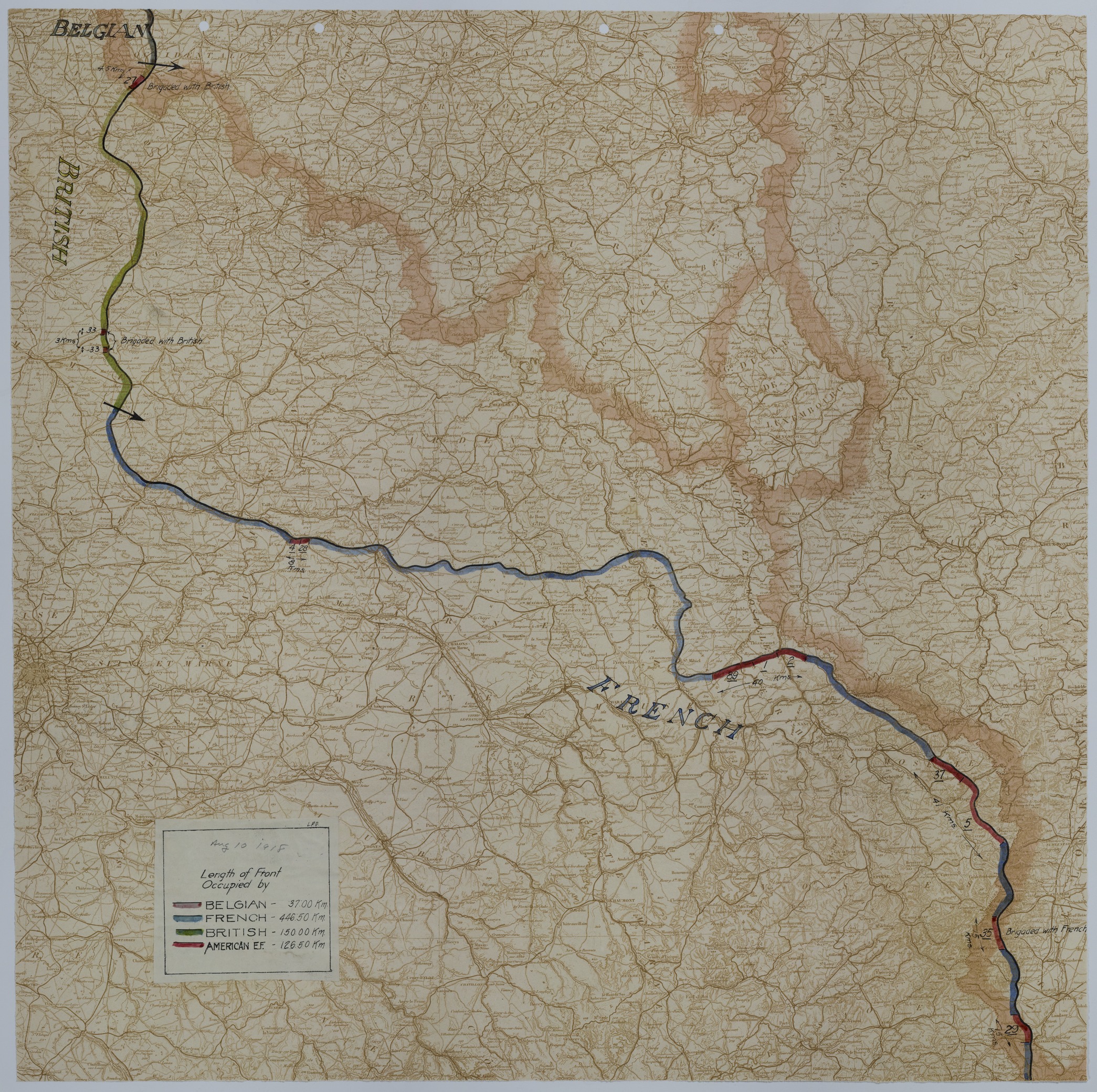 M563.jpg Map of the Front Lines on August 10, 1918