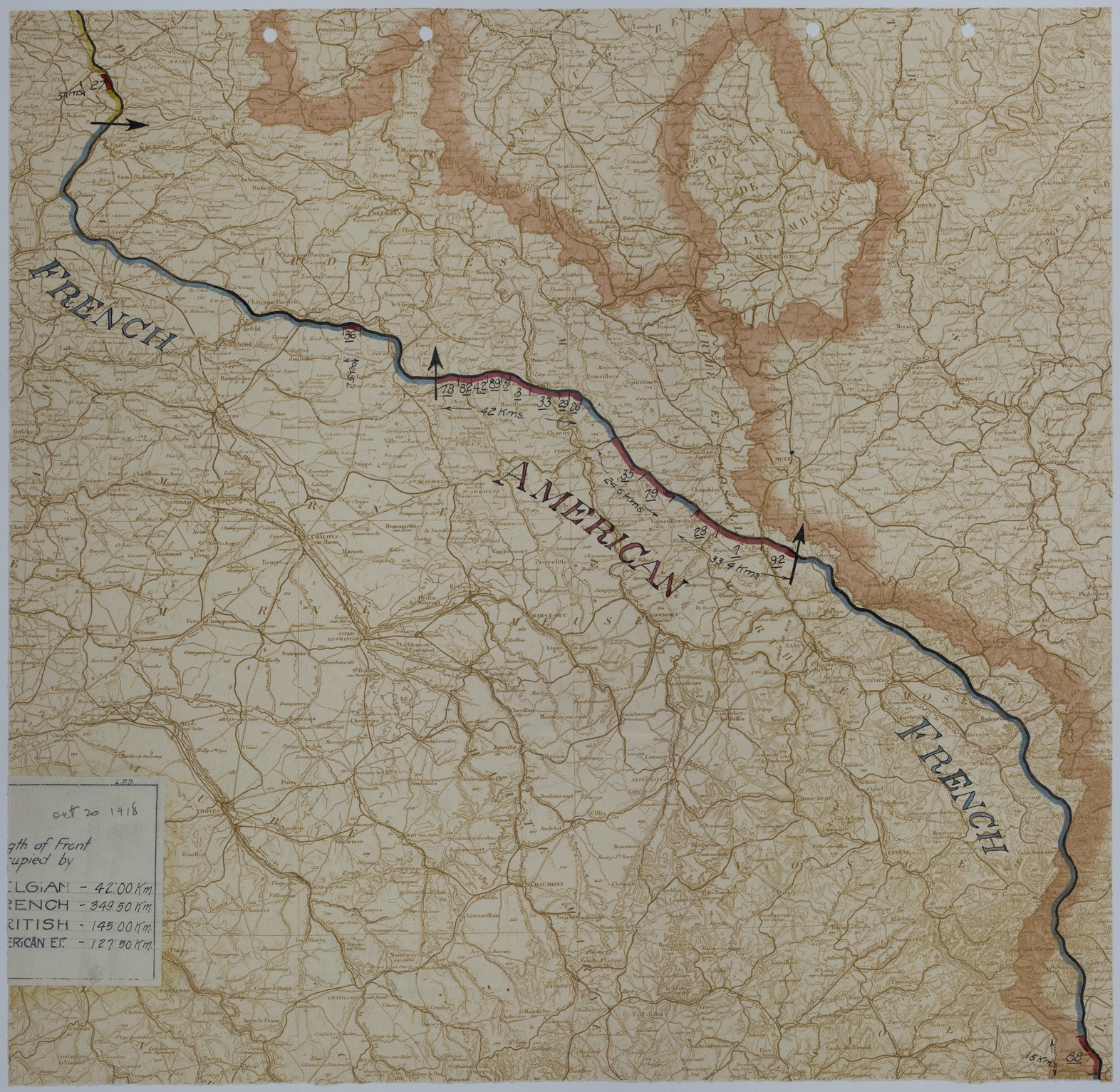 Map of the Front Lines on October 20, 1918