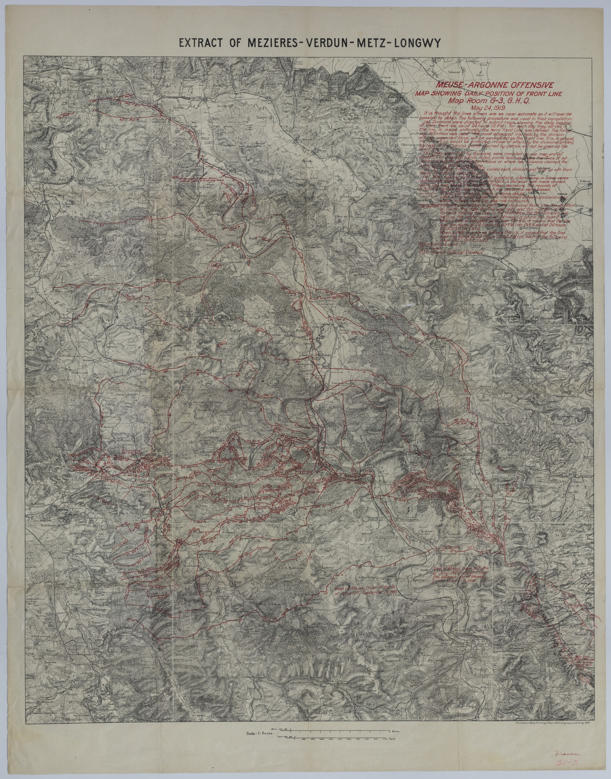 M611.jpg Map of Allied Divisional Movement During the Meuse-Argonne Offensive