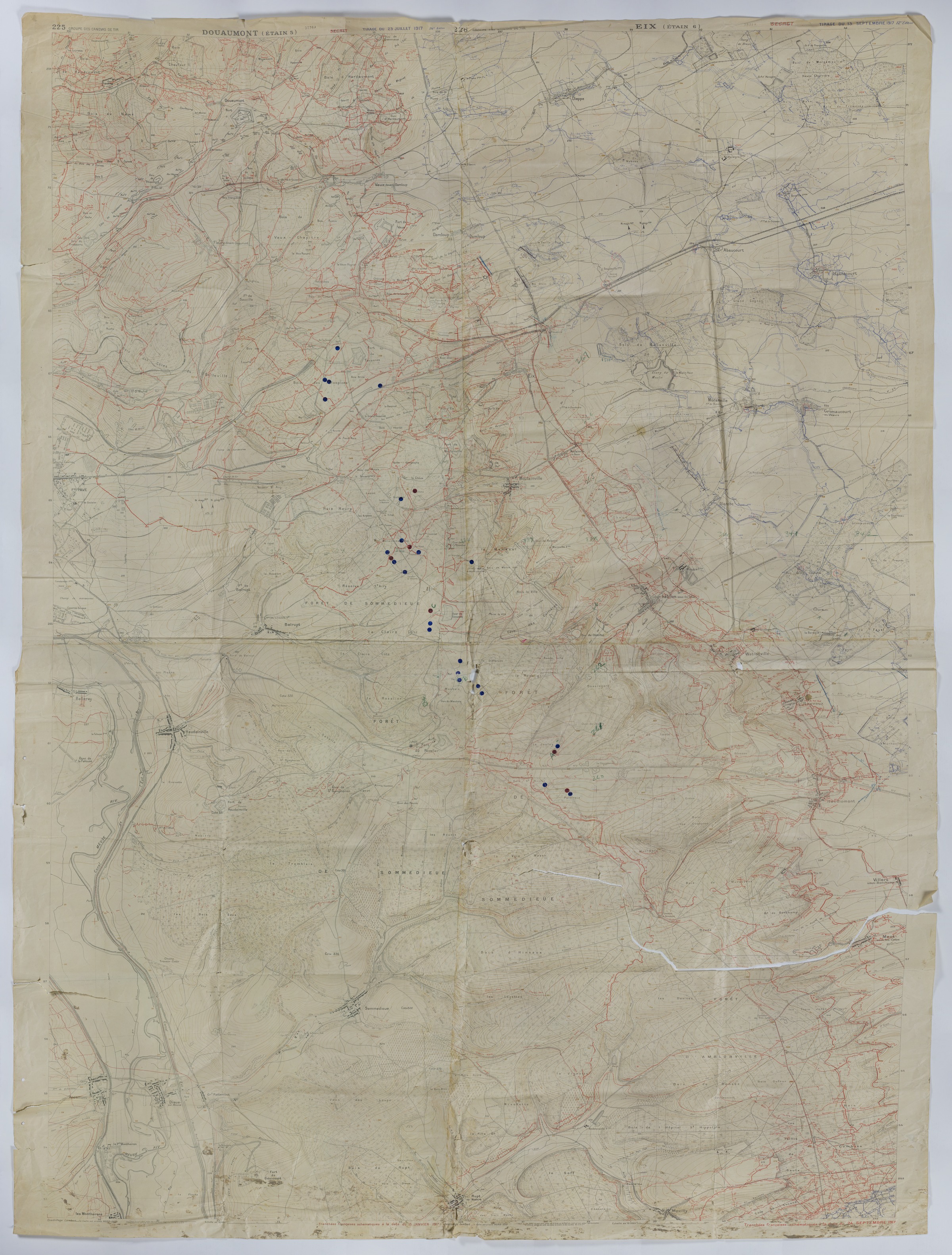 M627.jpg Map of Trench Systems and Battery Activity in Northeast France
