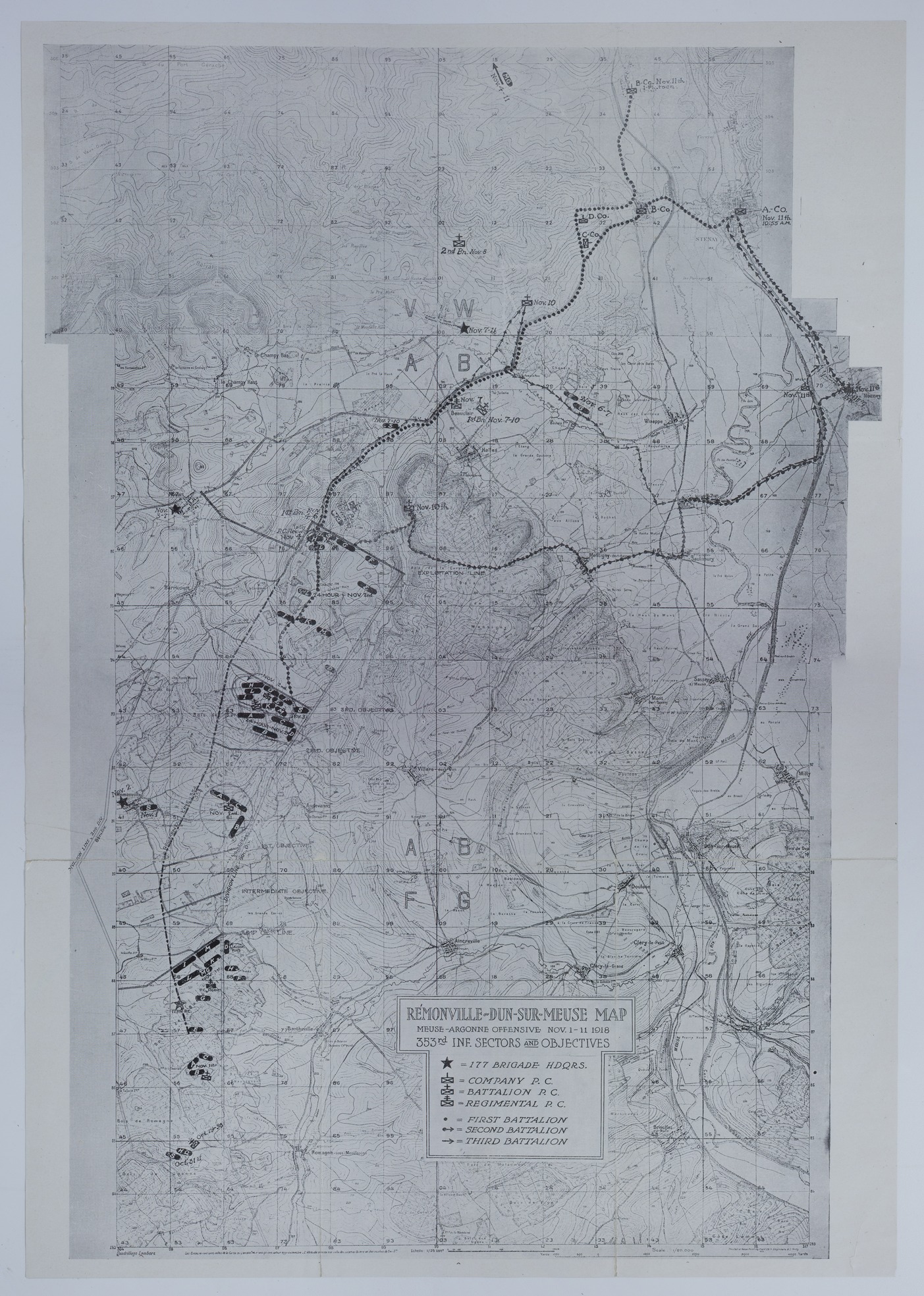 Map of the 353rd Infantry During the Meuse-Argonne Offensive