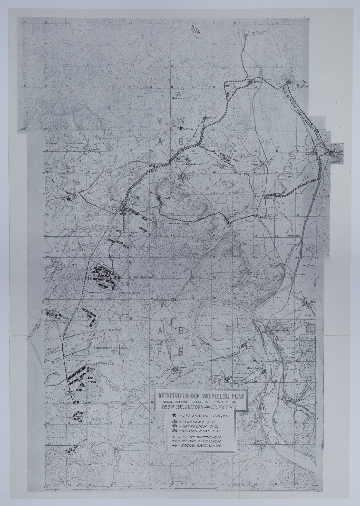 M632.jpg Map of the 353rd Infantry During the Meuse-Argonne Offensive