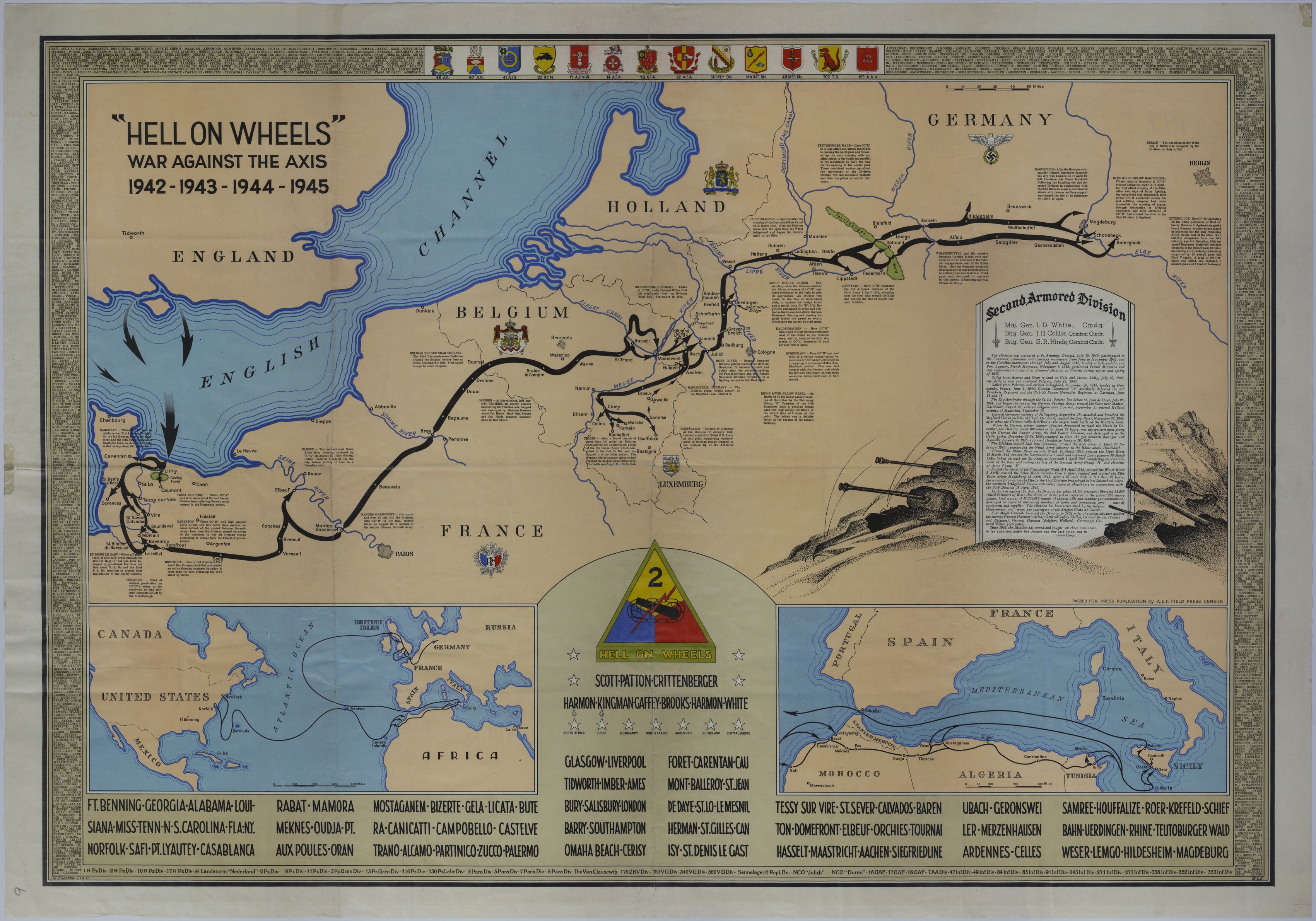 Map of the Second Armored Division