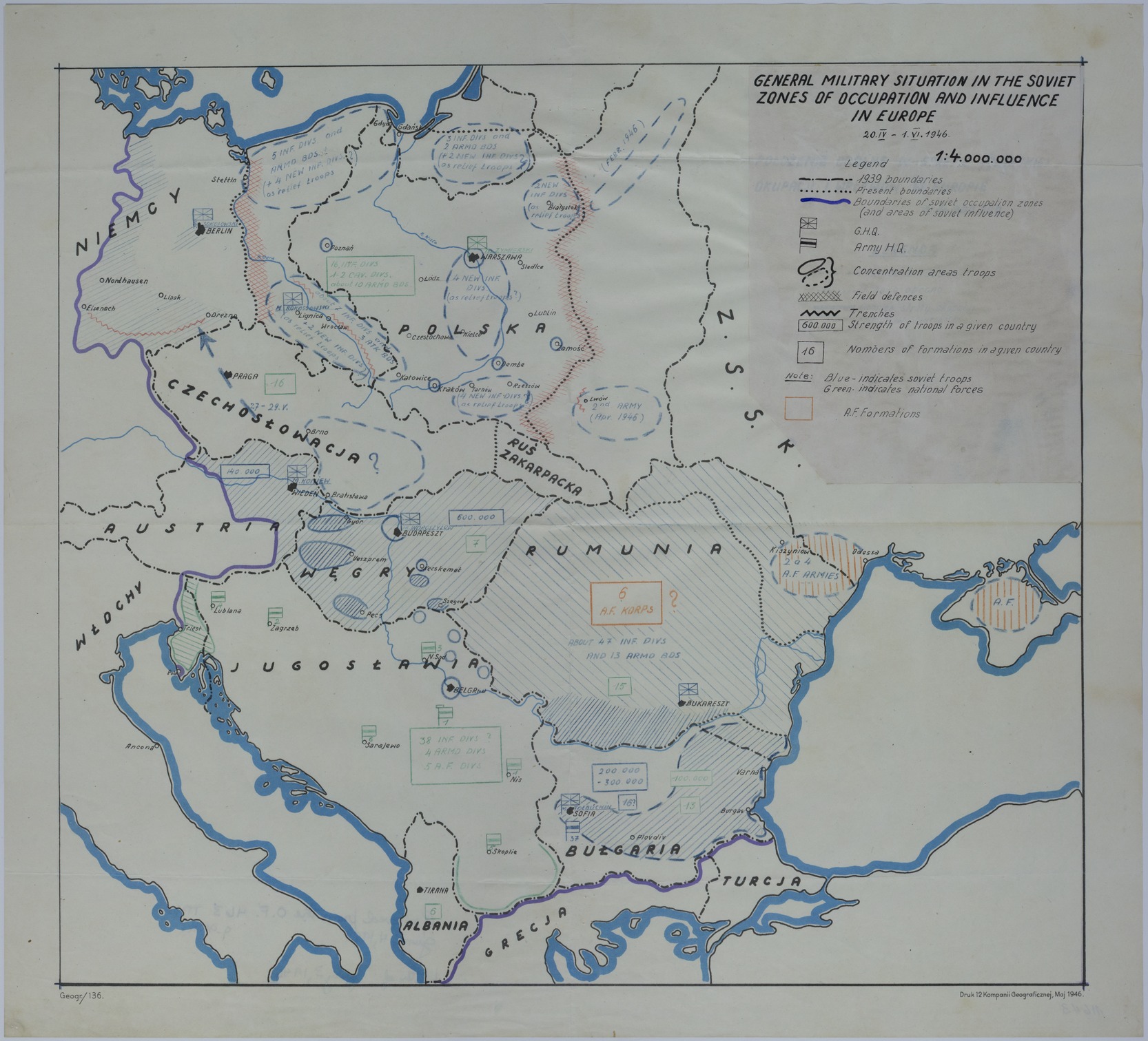 Map of Soviet Zones of Occupation and Influence