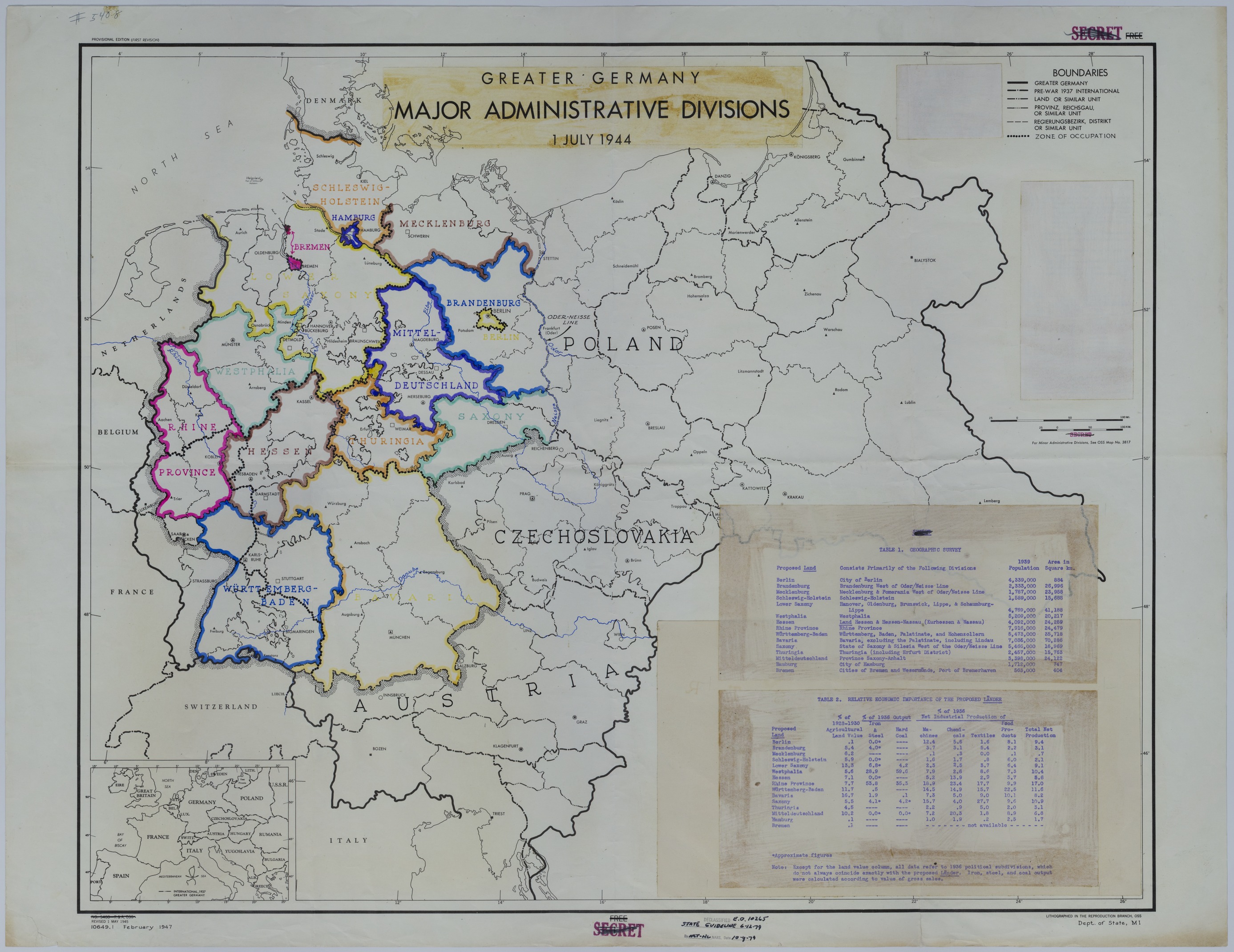 Map of the Major Administrative Divisions of Greater Germany