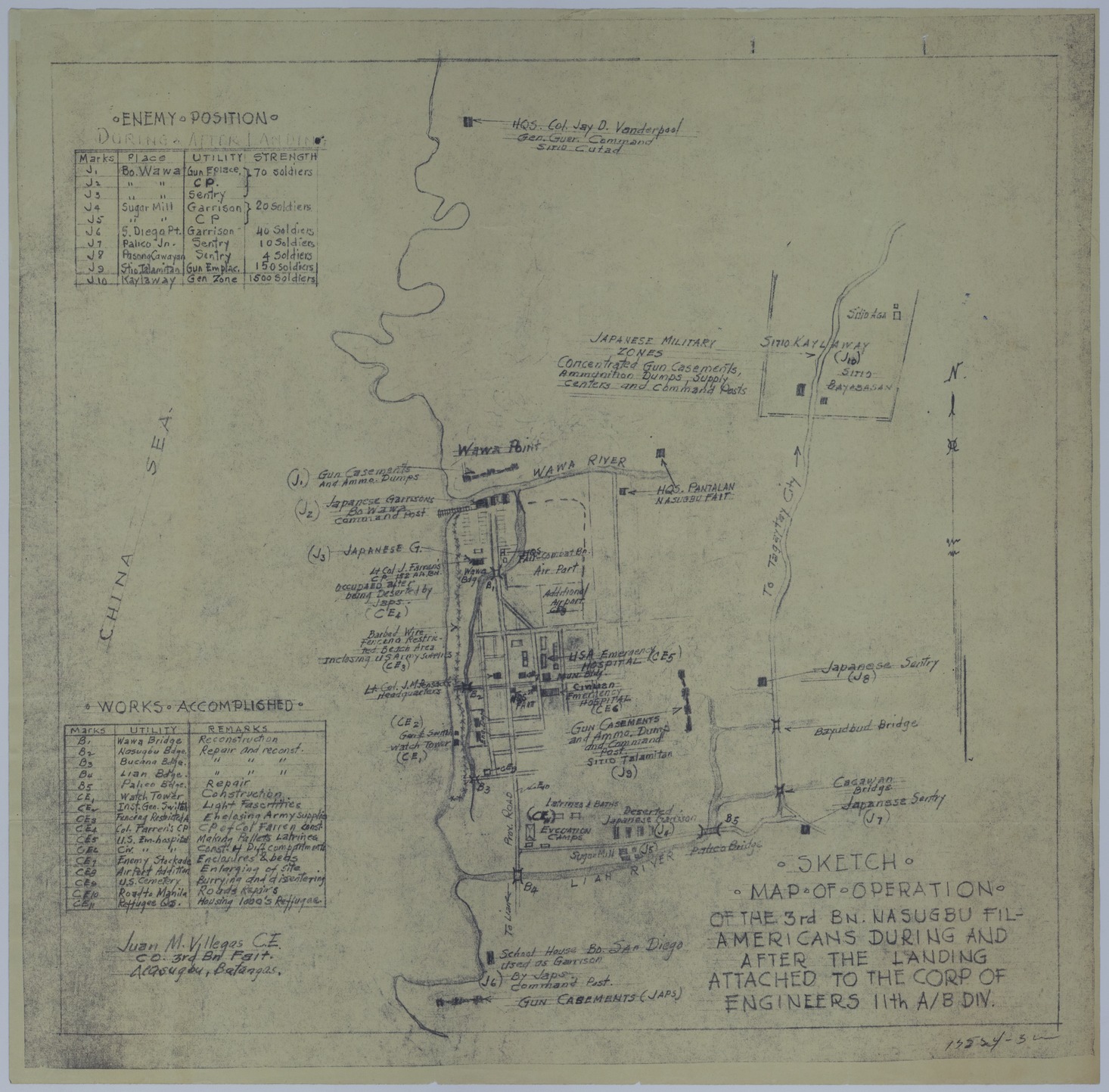 Map of the 3rd Battalion Fil-American Irregular Troops