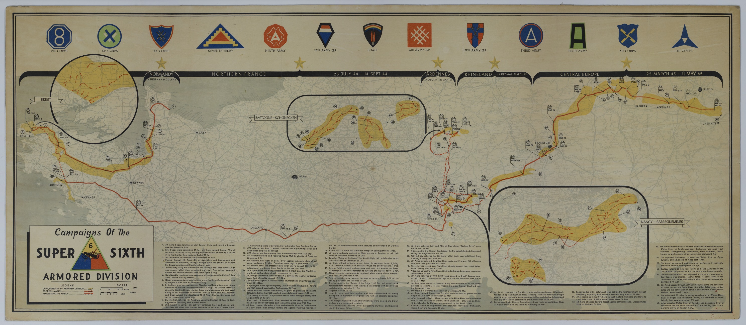 Map of the Super Sixth Armored Division