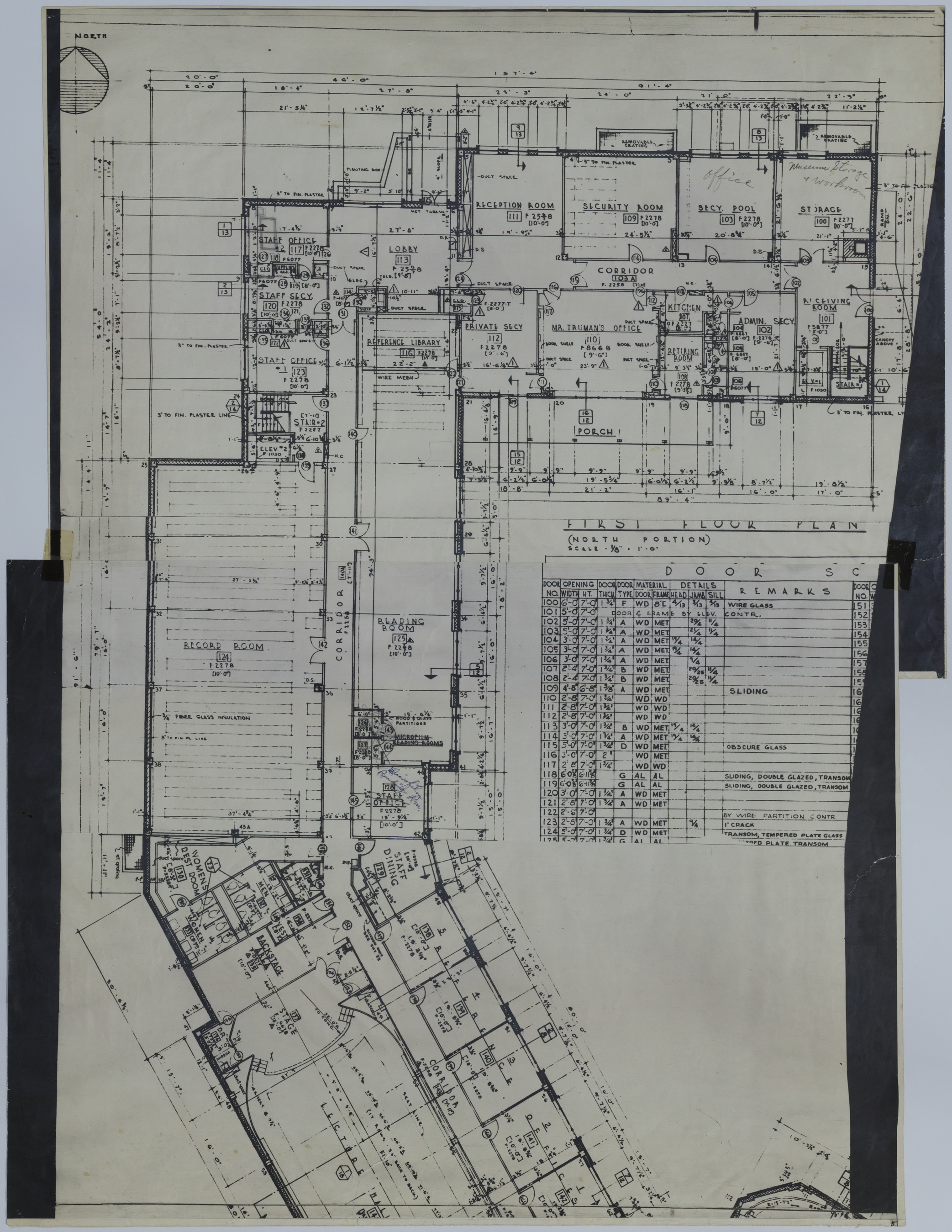 Drawing of the Proposed First Floor of the Harry S. Truman Library