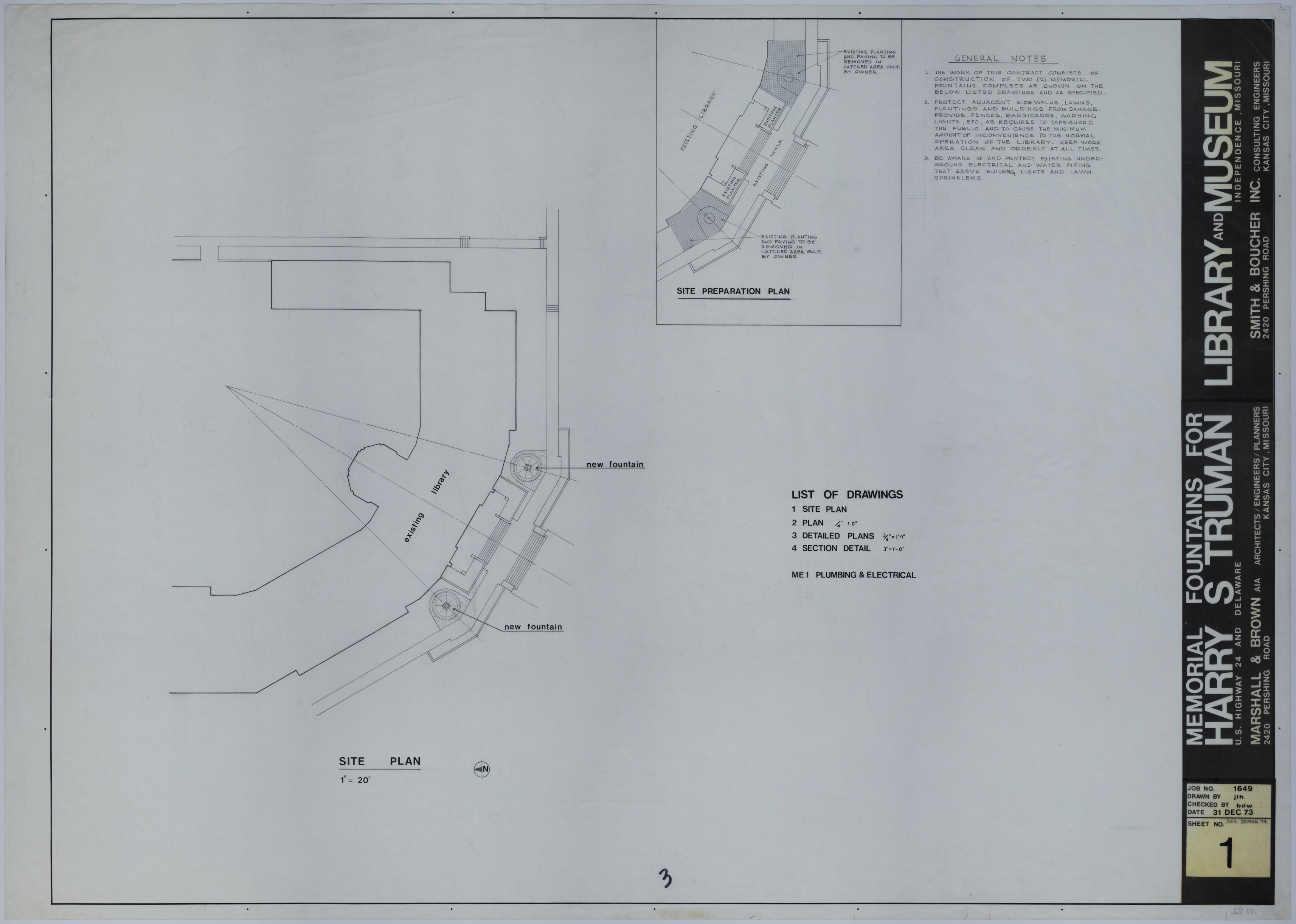 M72.jpg Drawing of the Proposed Memorial Fountains at the Harry S. Truman Library