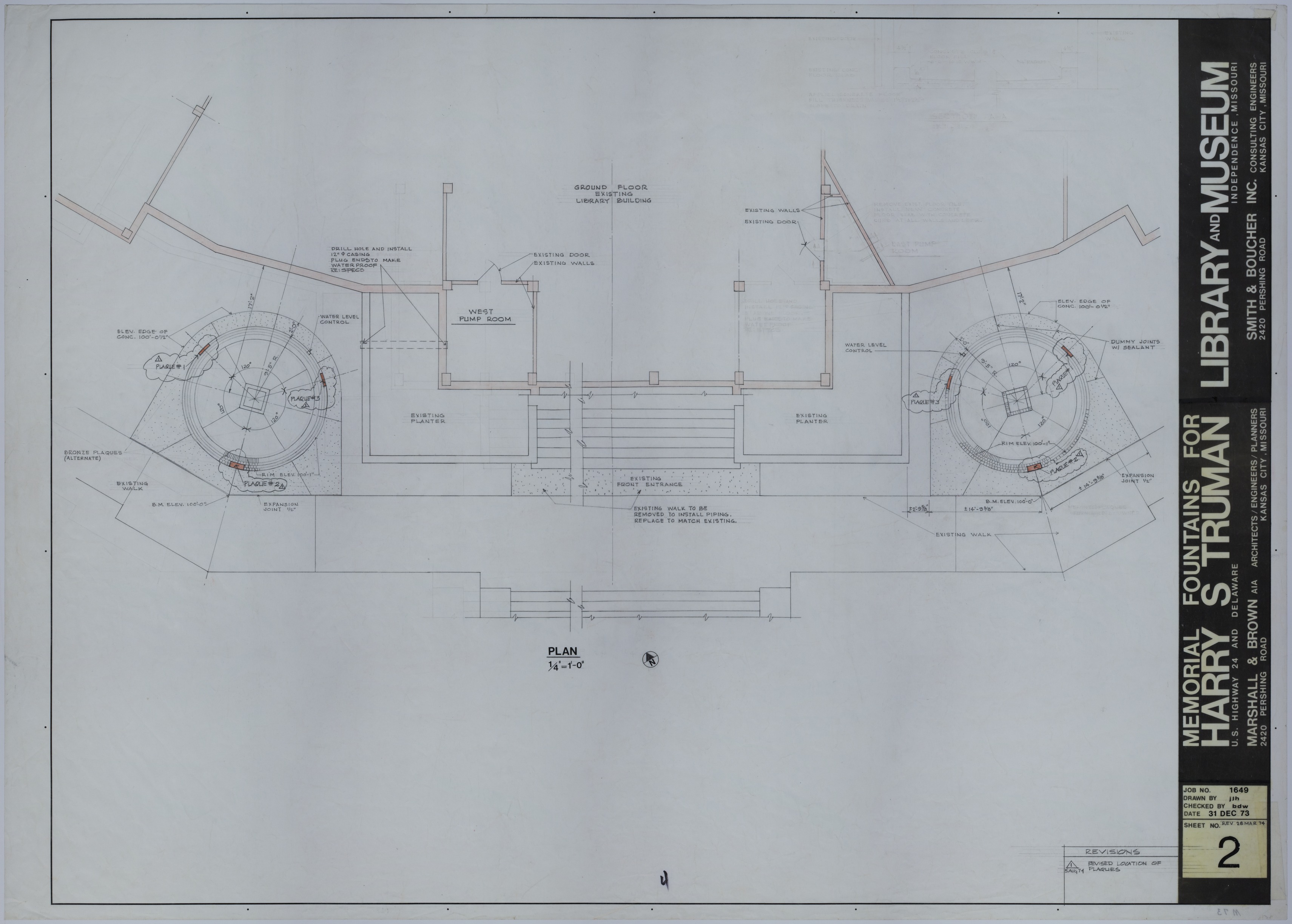 M73.jpg Drawing of the Proposed Memorial Fountains at the Harry S. Truman Library