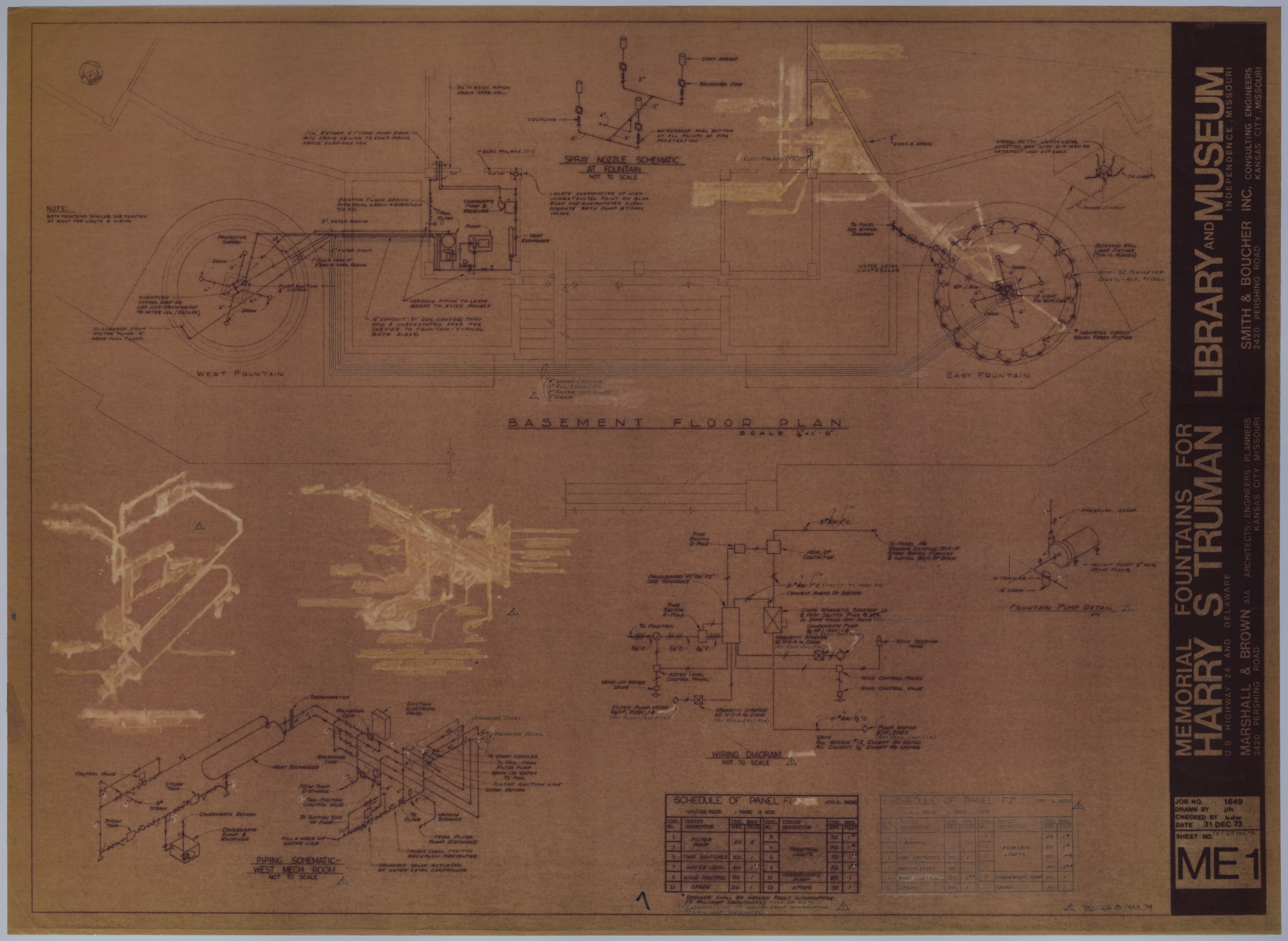 Drawing of the Proposed Memorial Fountains at the Harry S. Truman Library