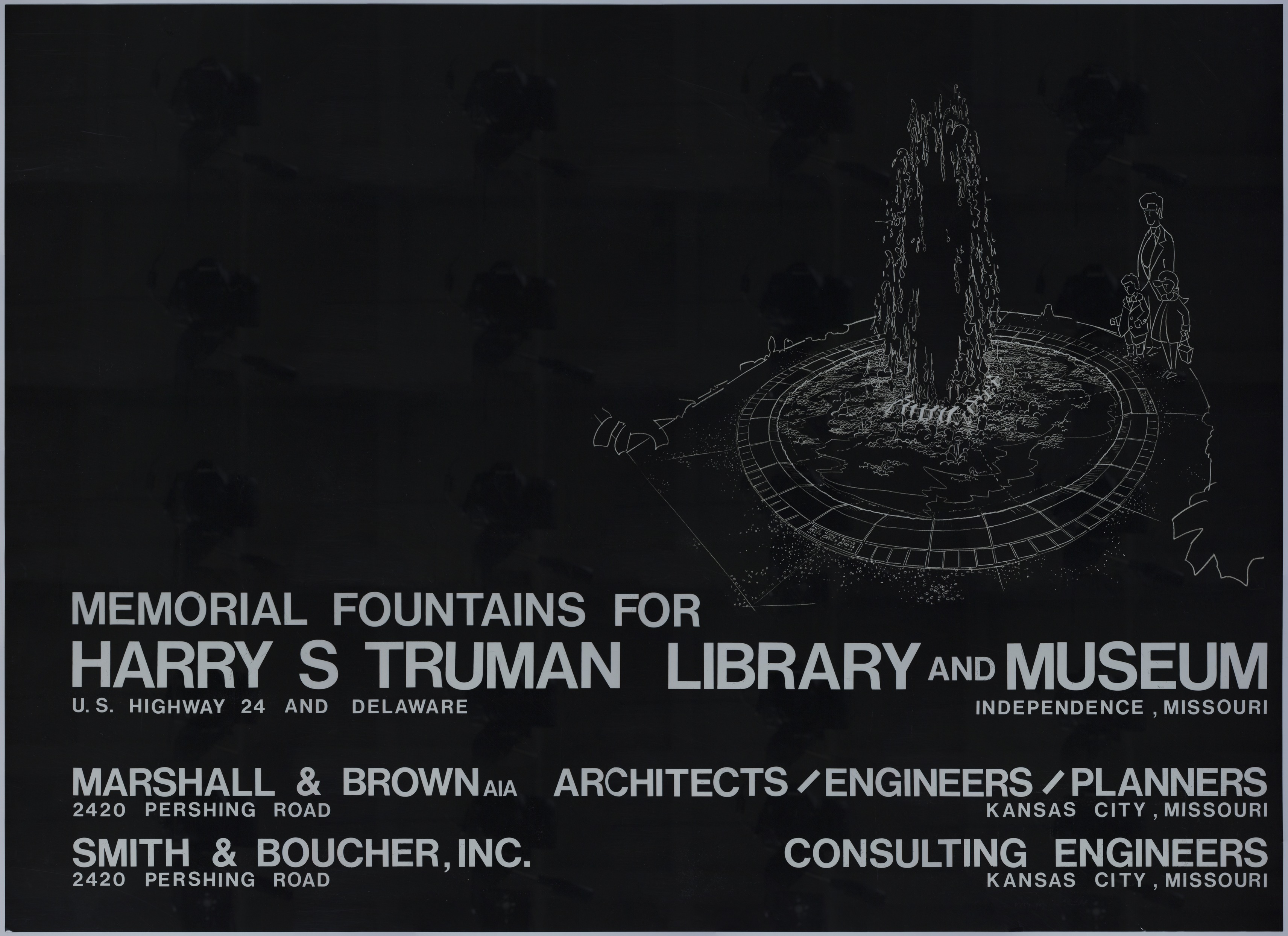 Drawing of the Proposed Memorial Fountains at the Harry S. Truman Library