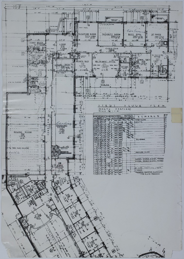 Drawing of the Proposed First Floor of the Harry S. Truman Library